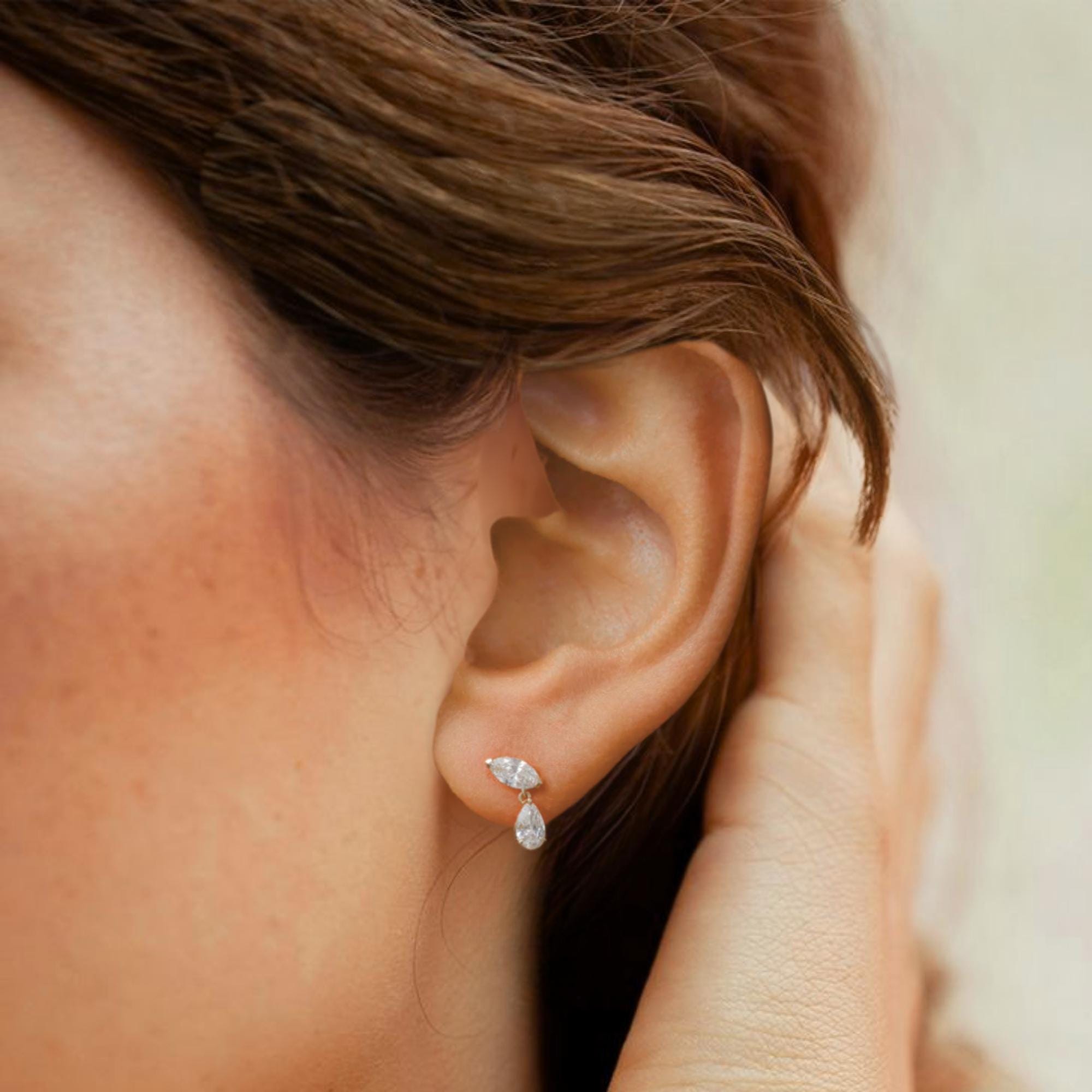 Marquise And Pear Cut Lab grown Diamond Earrings / Diamond Wedding Earrings / Dangle Drop Earrings