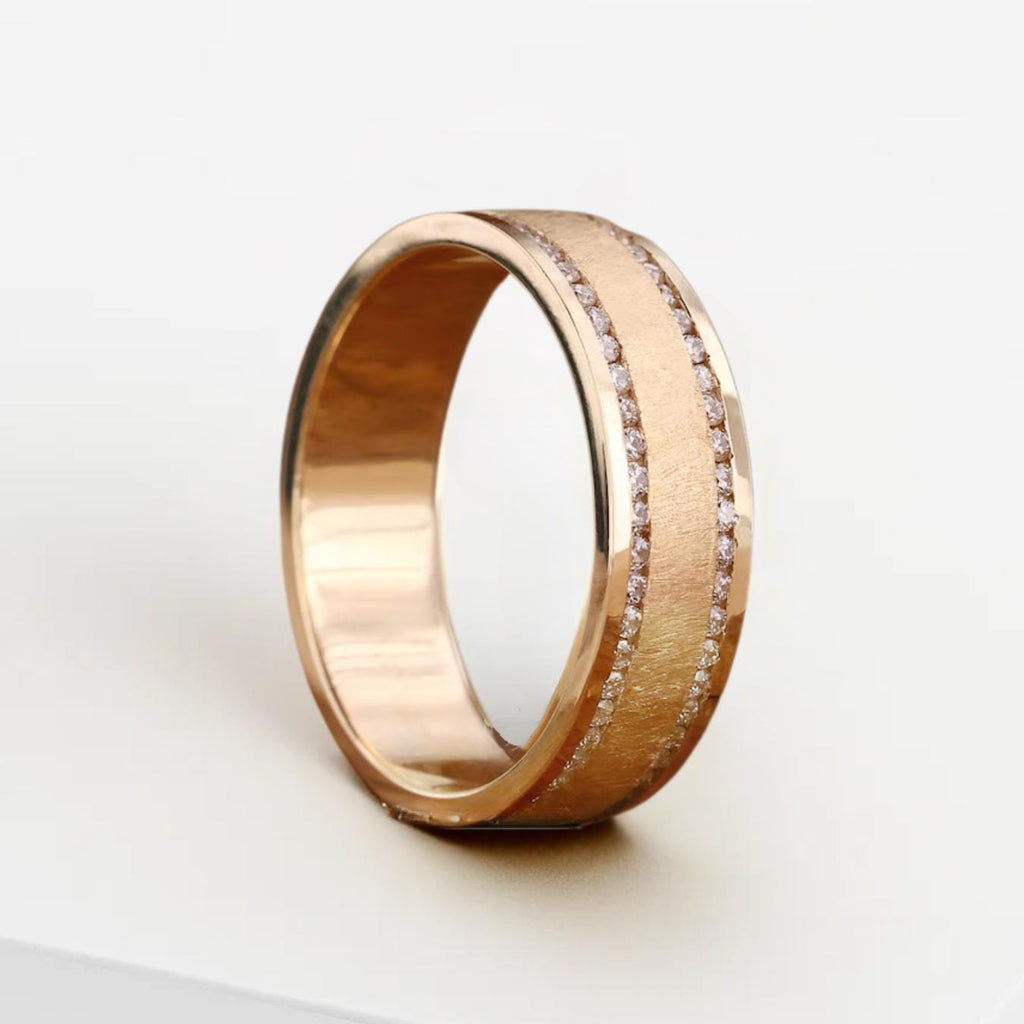 Men's Diamond Wedding Band, Matte Finish/Channel Setting Band, Birthday and Anniversary Gifts for Him