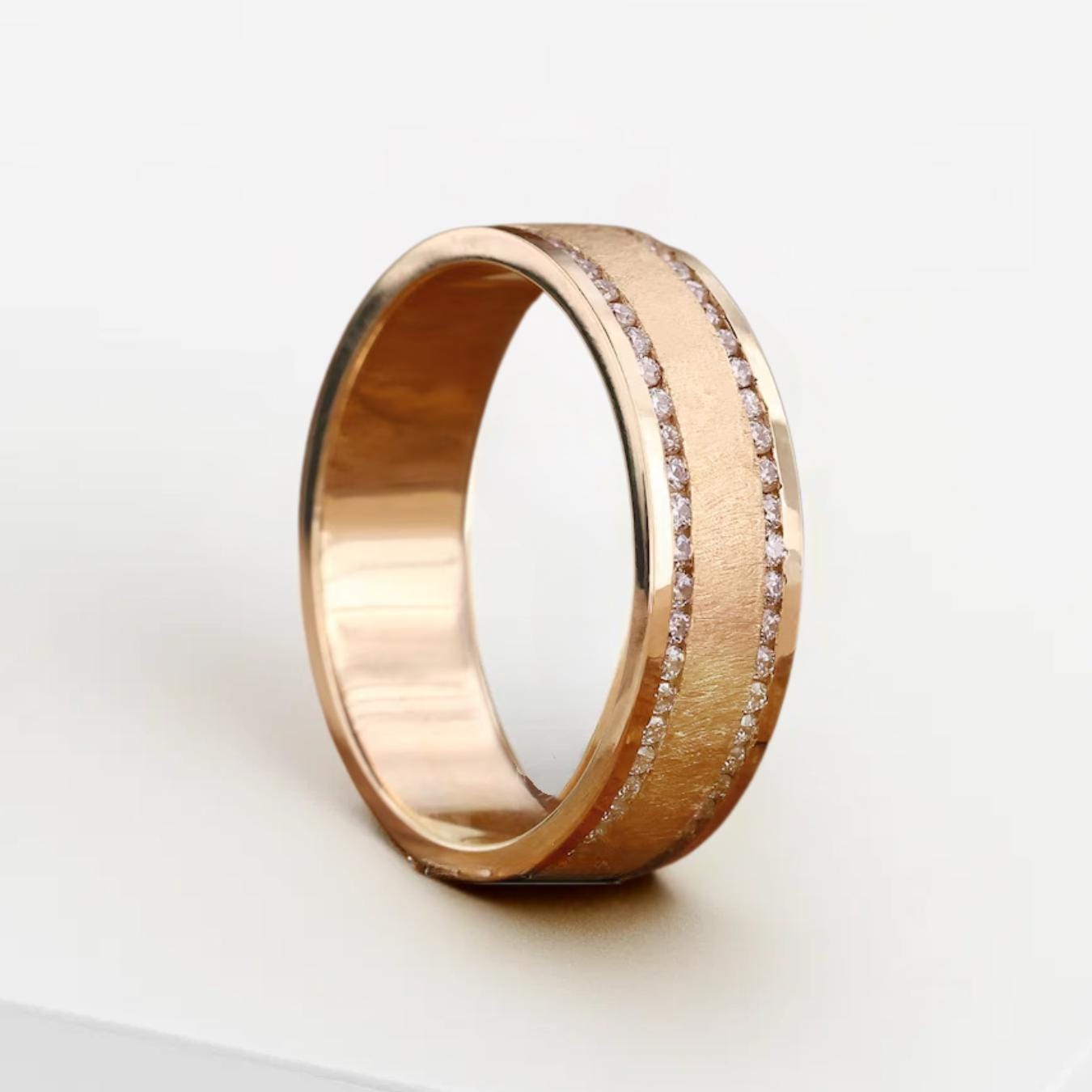 Men's Diamond Wedding Band, Matte Finish/Channel Setting Band, Birthday and Anniversary Gifts for Him