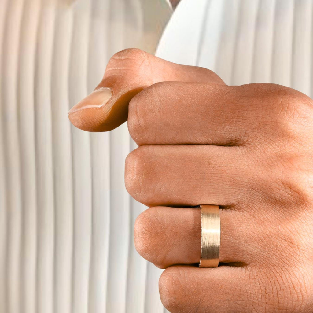Round Lab Grown Diamond Men's Wedding Ring, Matte Finish Wedding Band, Perfect Ring for Him