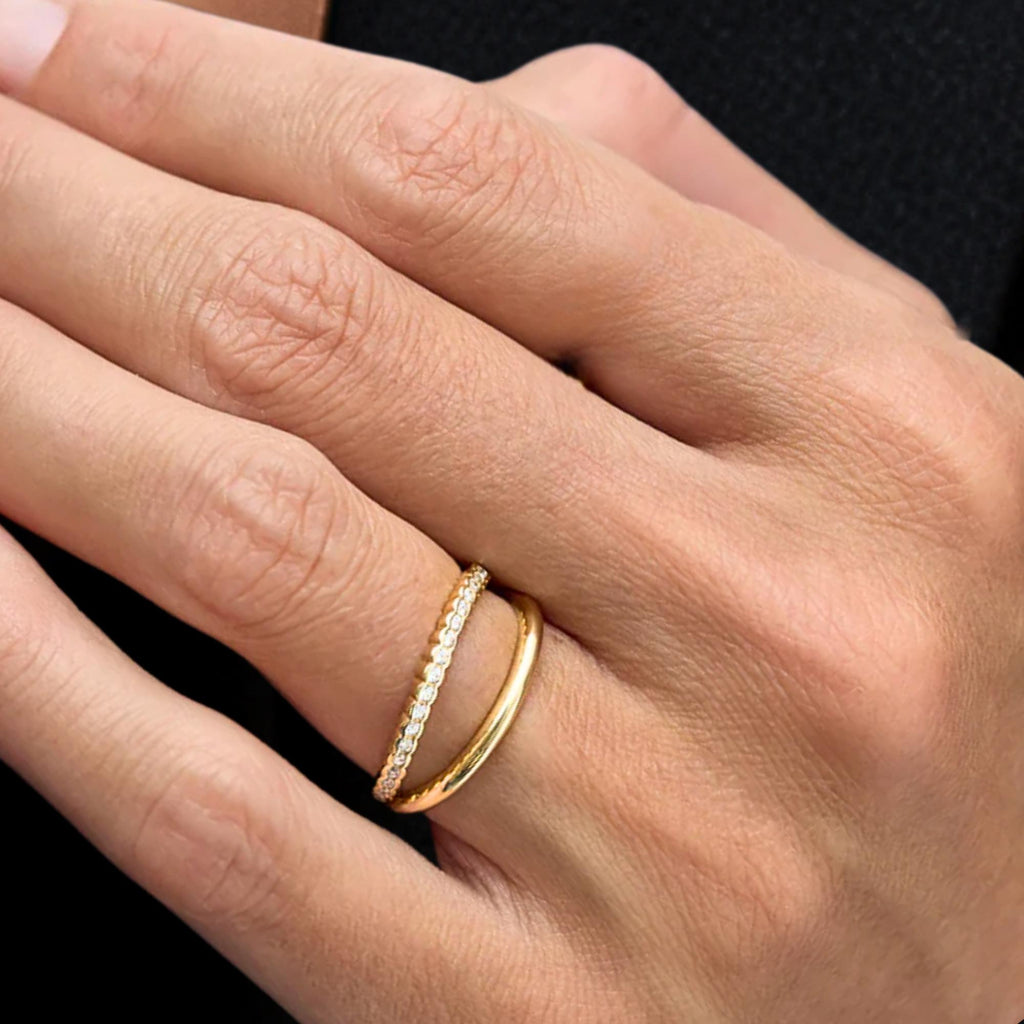 Lab Grown Round Diamond Wedding Band, 14K Gold Anniversary Ring
