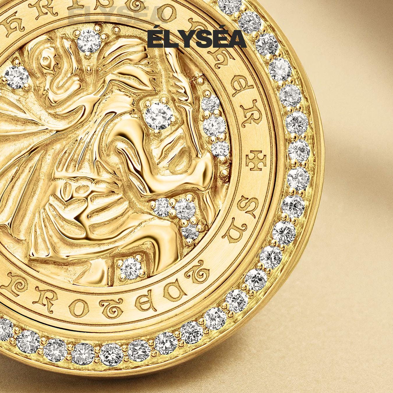 14K Gold Saint Christopher Pendant, Men's Religious Medal, Gift for Men, Spiritual Protection Pendant