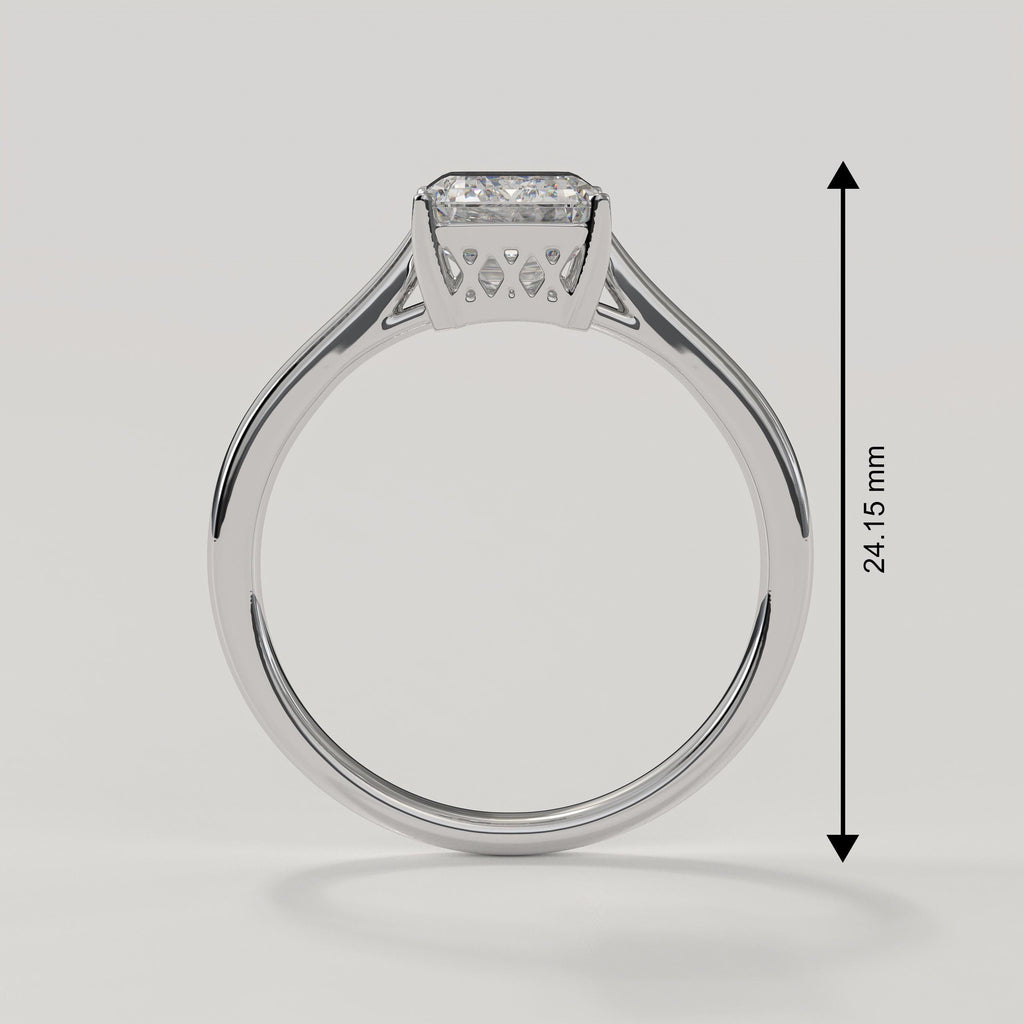 14K Solid Gold Certified Emerald Cut Lab Diamond Solitaire Engagement Ring