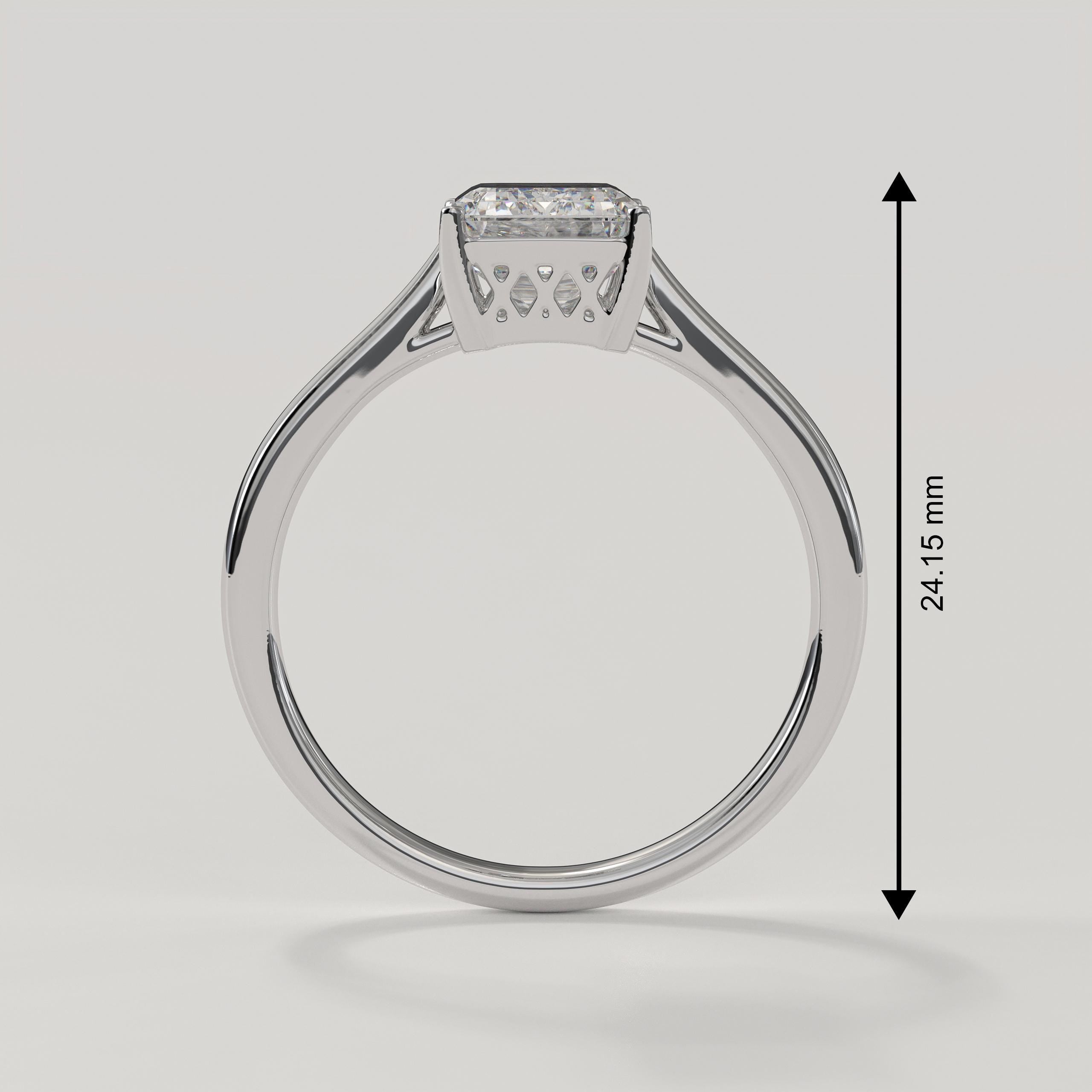 14K Solid Gold Certified Emerald Cut Lab Diamond Solitaire Engagement Ring
