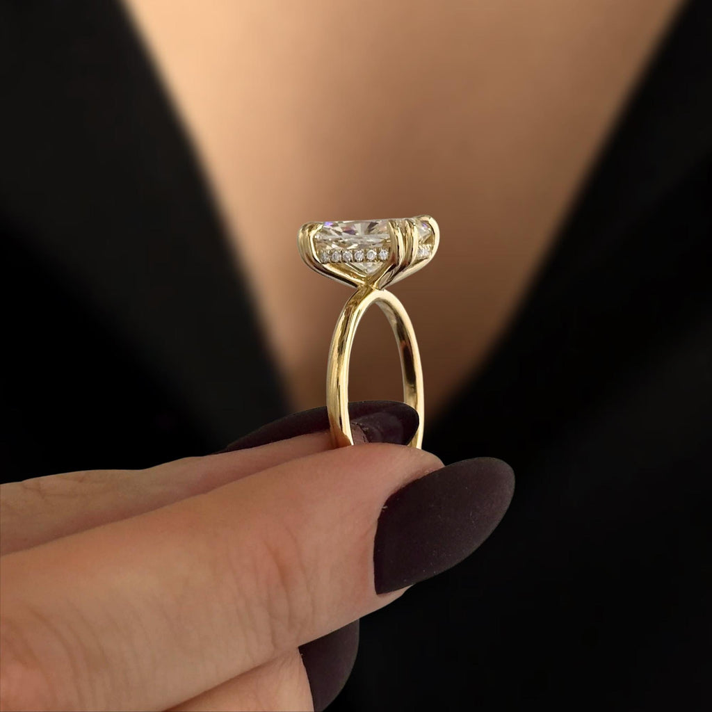 4 Carat Cushion 14K Yellow Gold Lab Diamond Engagement Ring