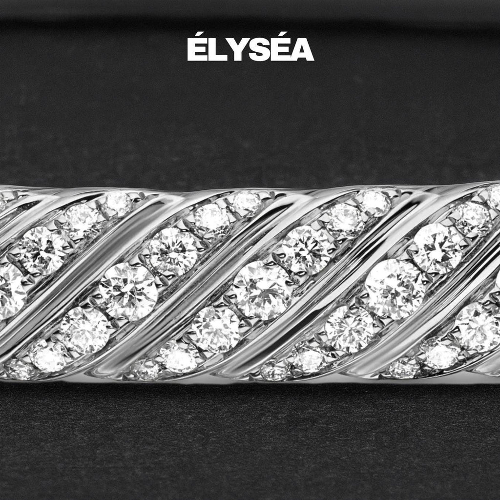14K Gold Dainty Cable Bangle, Lab Grown Diamond Twisted Bangle,