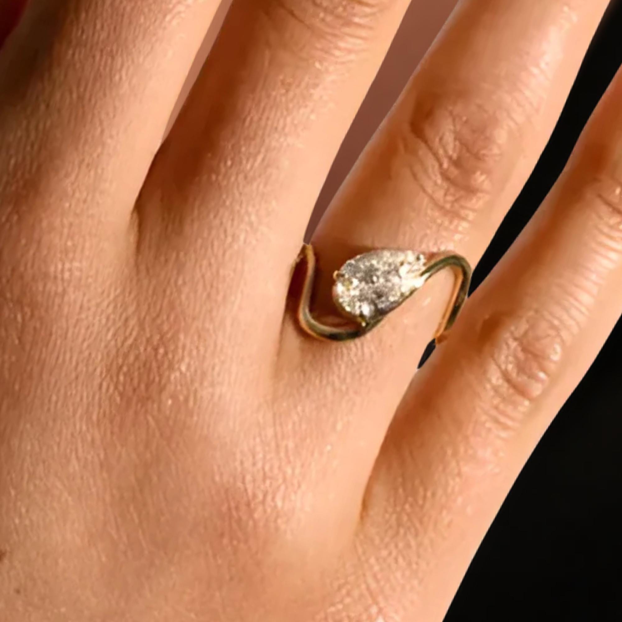 1.50 ctw 14K Gold Pear Shaped Engagement Ring with Lab Grown Diamond, Unique Modern Solitaire Ring