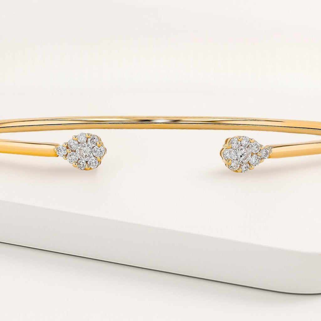 Unique Diamond Bangle Bracelet  Lab Grown Diamond 14K Gold Bracelet Bangle For Women