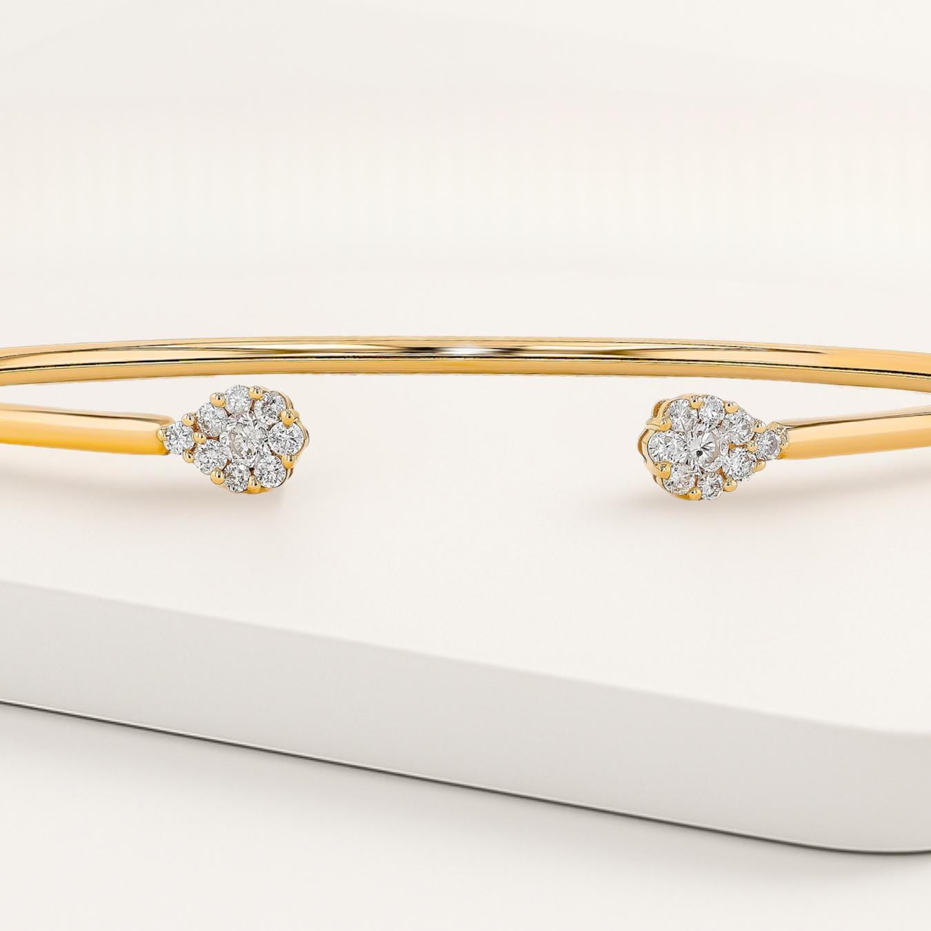 Unique Diamond Bangle Bracelet  Lab Grown Diamond 14K Gold Bracelet Bangle For Women