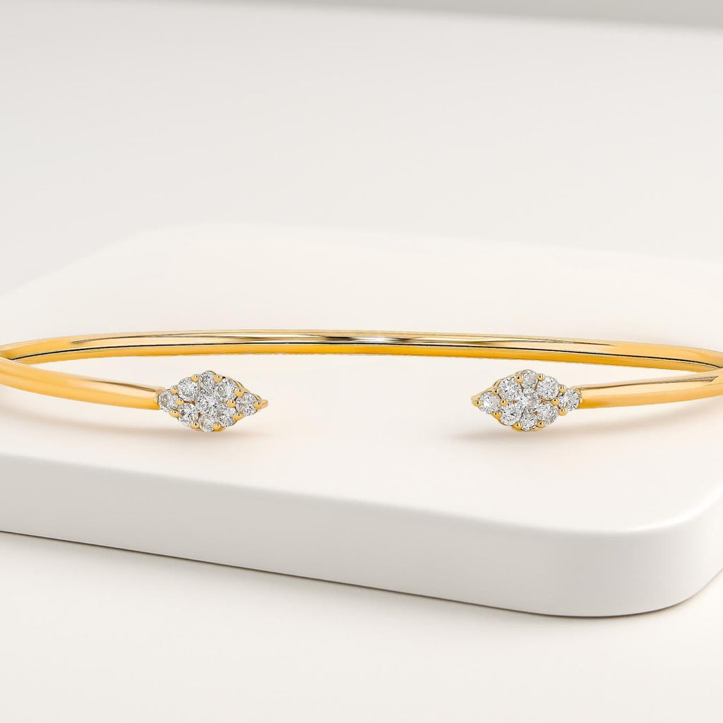 Unique Diamond Bangle Bracelet  Lab Grown Diamond 14K Gold Bracelet Bangle For Women
