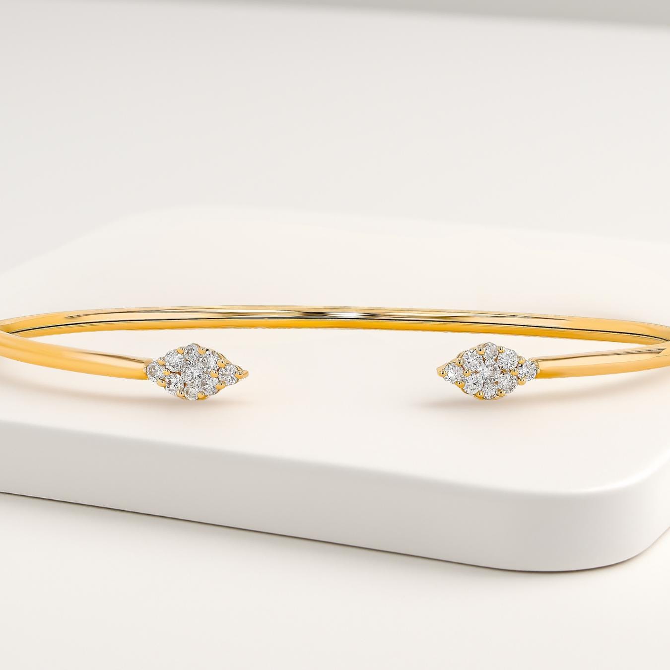Unique Diamond Bangle Bracelet  Lab Grown Diamond 14K Gold Bracelet Bangle For Women