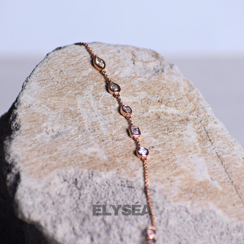 14K Gold Mix Shape Bezel Set Lab Created Diamond F/VS1, Solid Gold Jewelry, Gift for Birthday