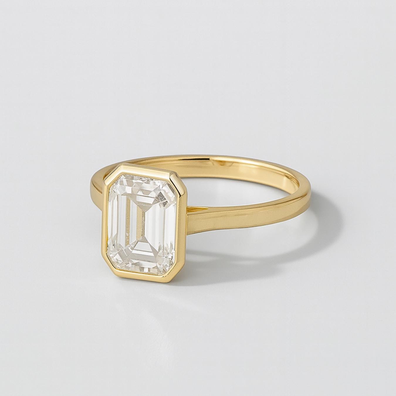 3CT Emerald Cut  Solitaire Ring, 14K Yellow Gold Engagement Ring