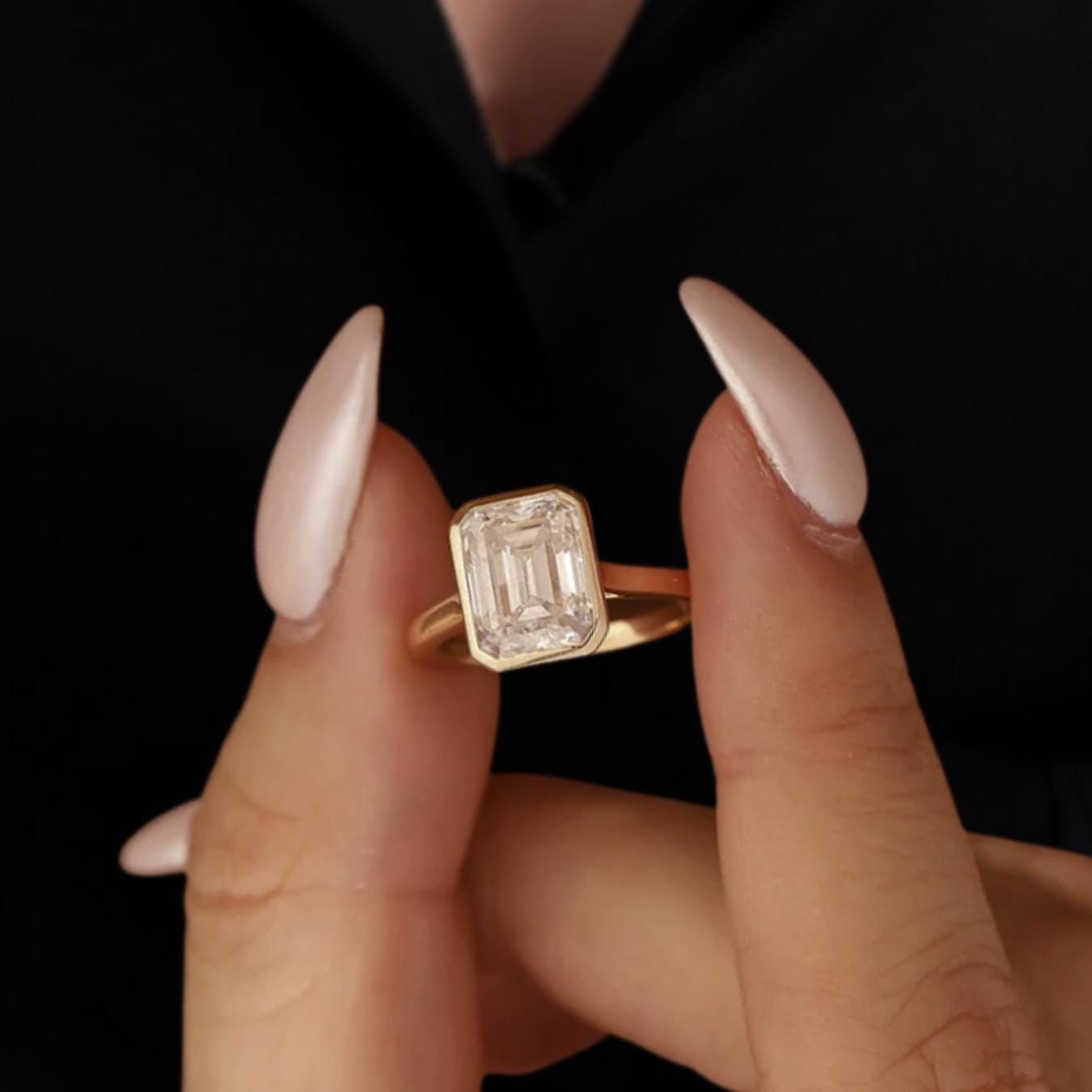 3CT Emerald Cut  Solitaire Ring, 14K Yellow Gold Engagement Ring