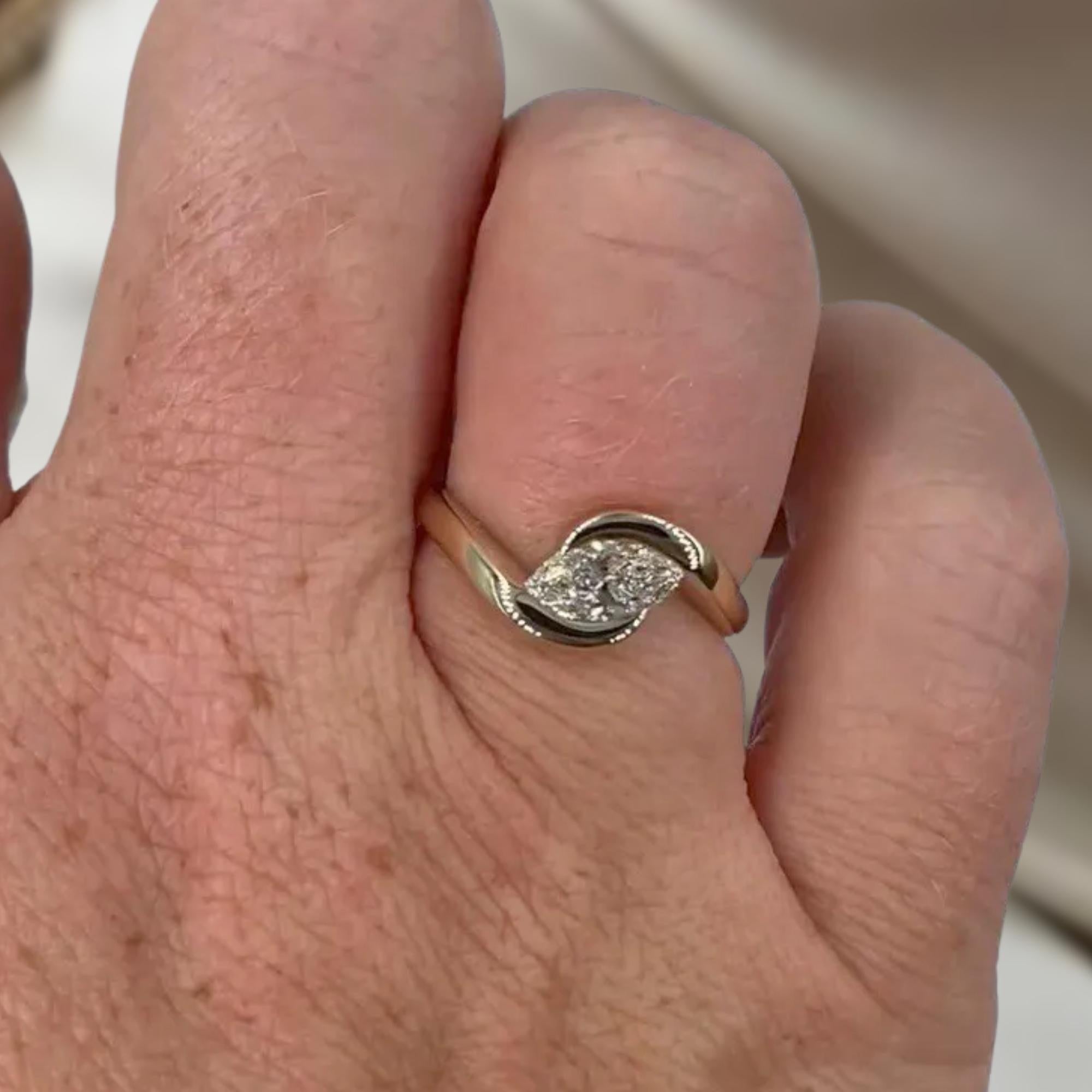 14K Gold East West Marquise Shaped Lab Grown Diamond Engagement Ring, Anniversary Gift for Her