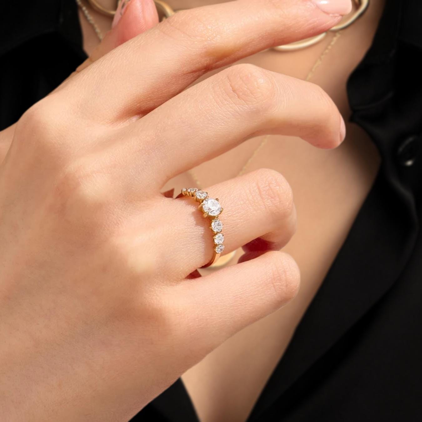 Round Lab Grown Diamond 14K Yellow Gold Engagement Ring | Wedding Ring for Her
