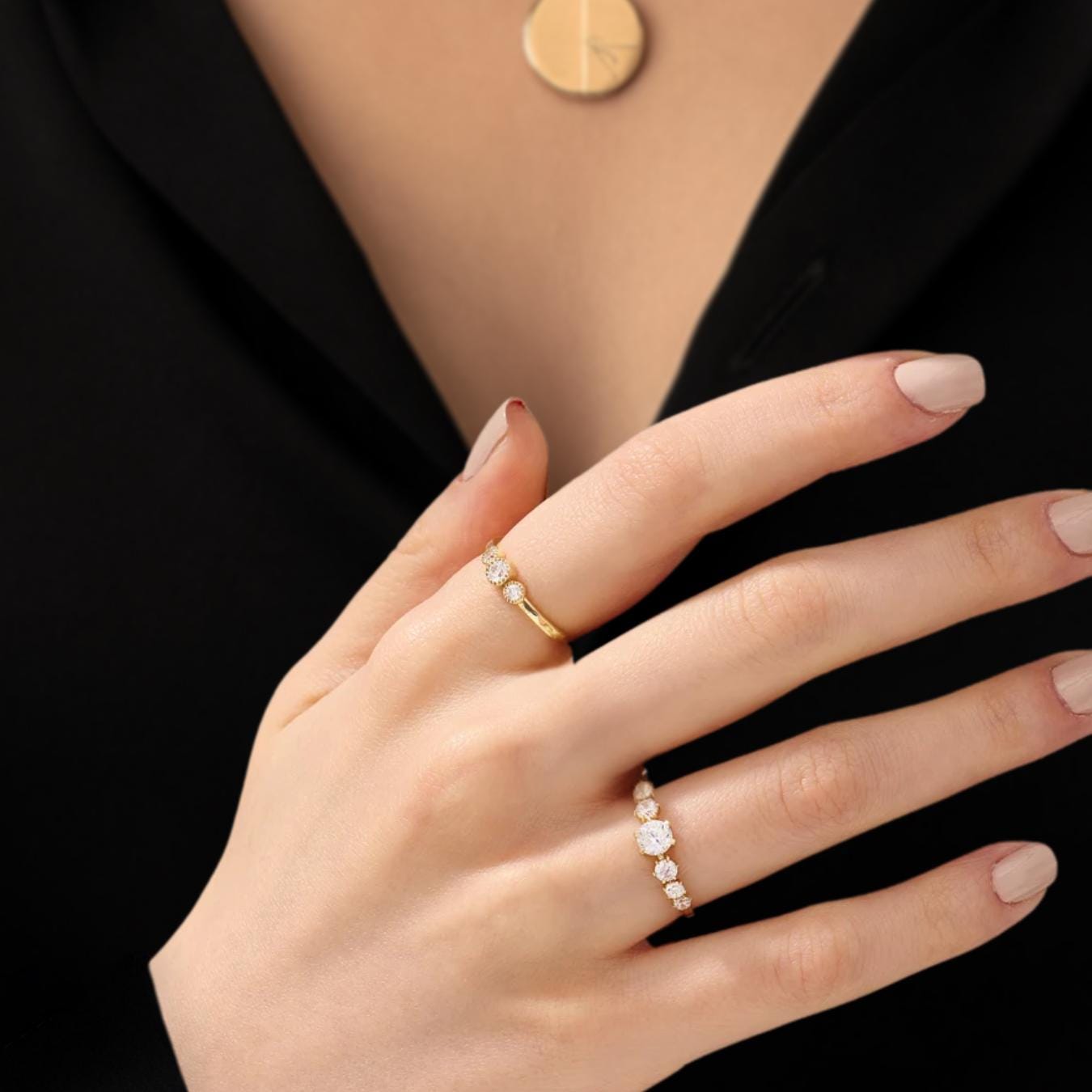 Round Lab Grown Diamond 14K Yellow Gold Engagement Ring | Wedding Ring for Her
