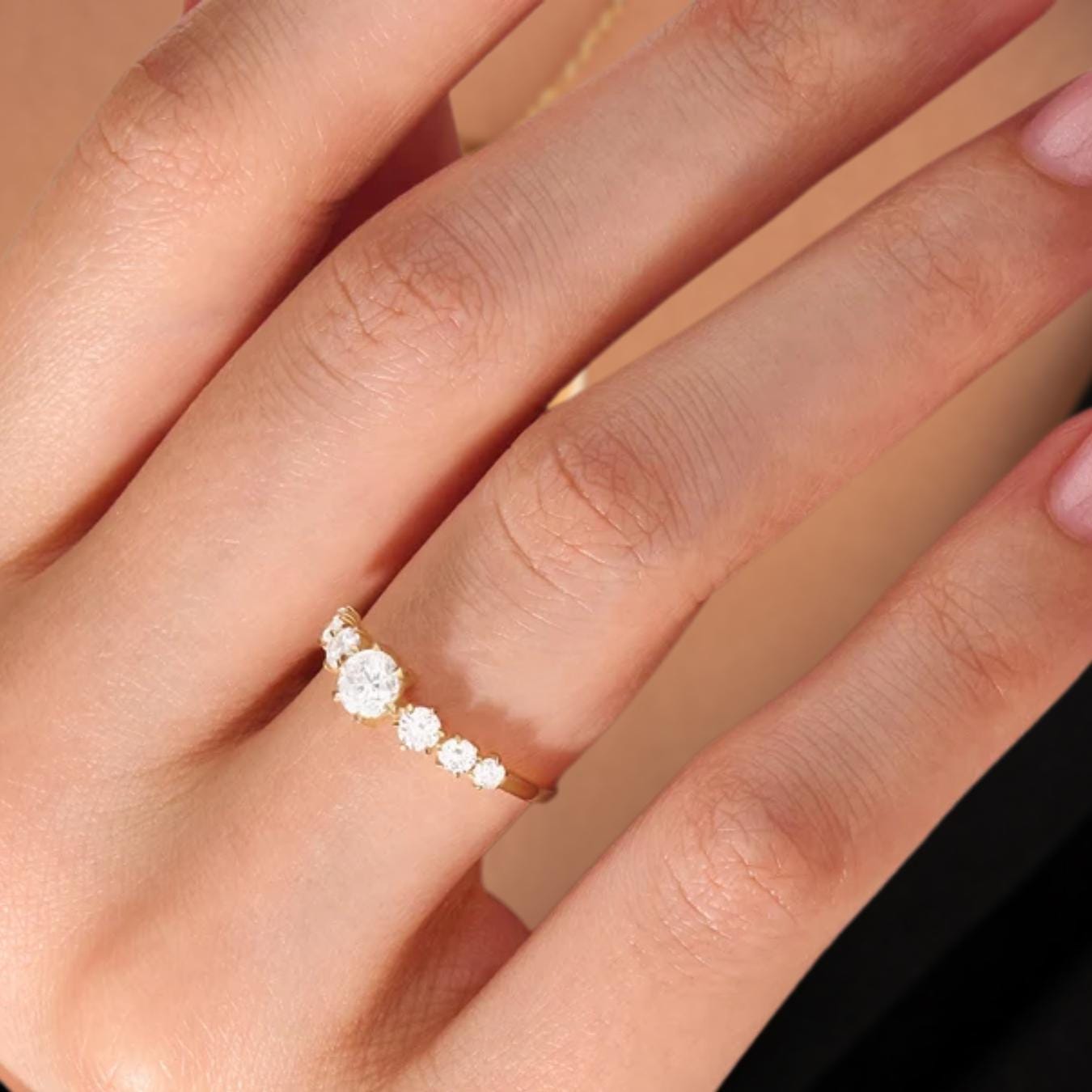 Round Lab Grown Diamond 14K Yellow Gold Engagement Ring | Wedding Ring for Her