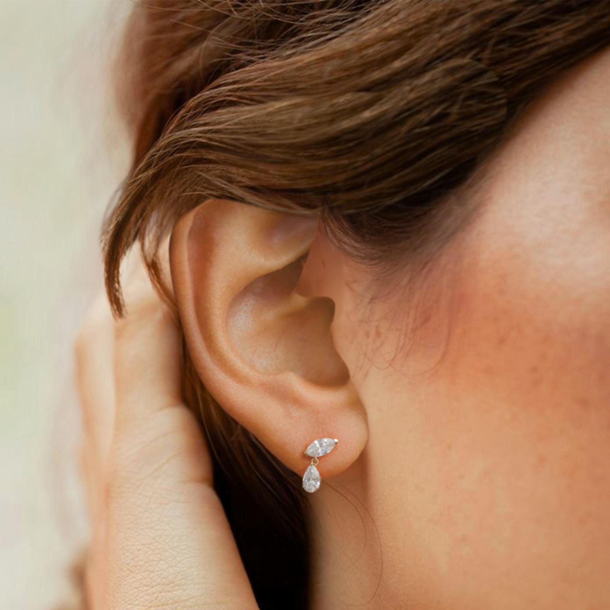 Marquise And Pear Cut Lab grown Diamond Earrings / Diamond Wedding Earrings / Dangle Drop Earrings