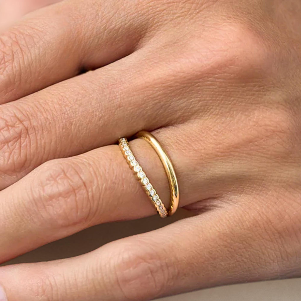 Lab Grown Round Diamond Wedding Band, 14K Gold Anniversary Ring