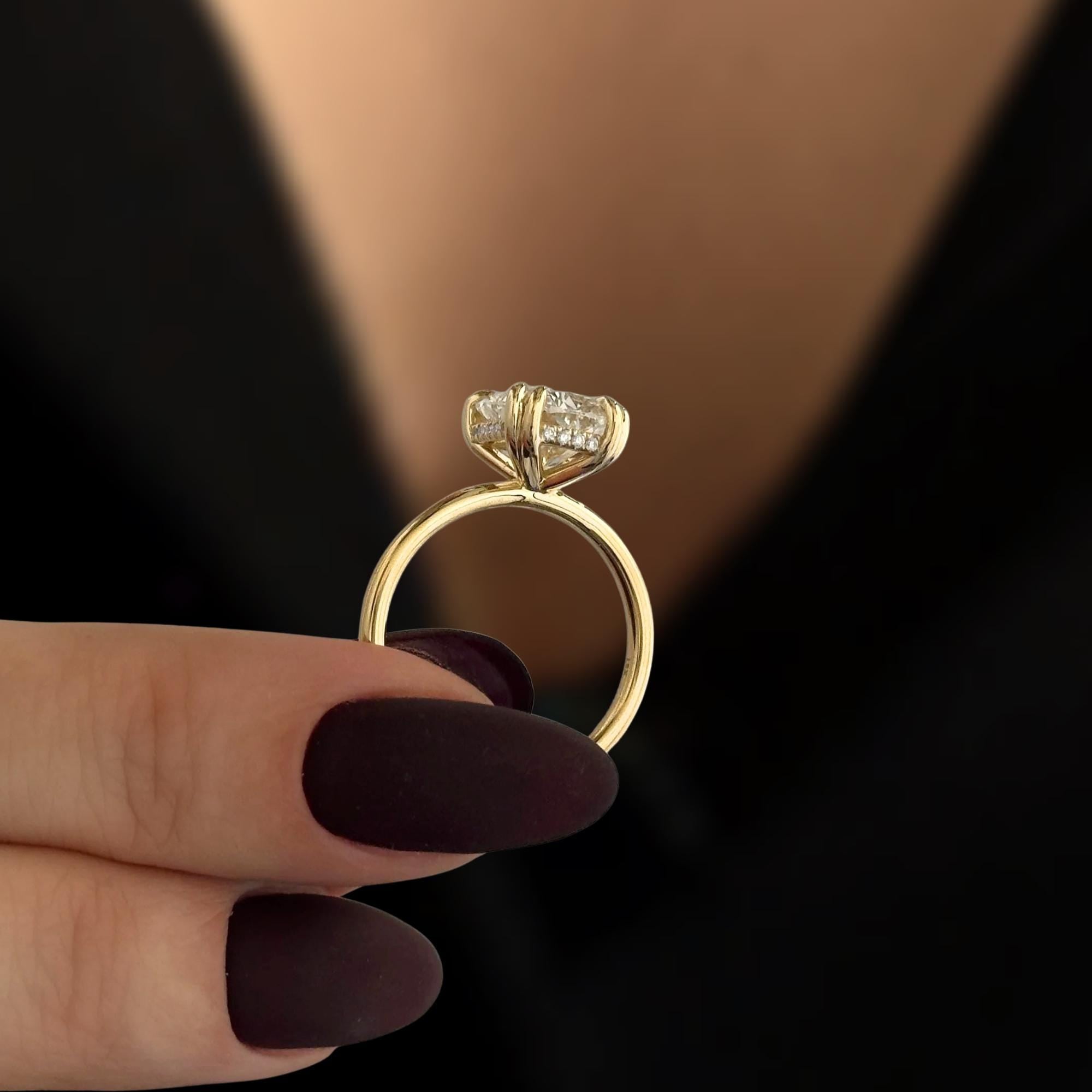 4 Carat Cushion 14K Yellow Gold Lab Diamond Engagement Ring