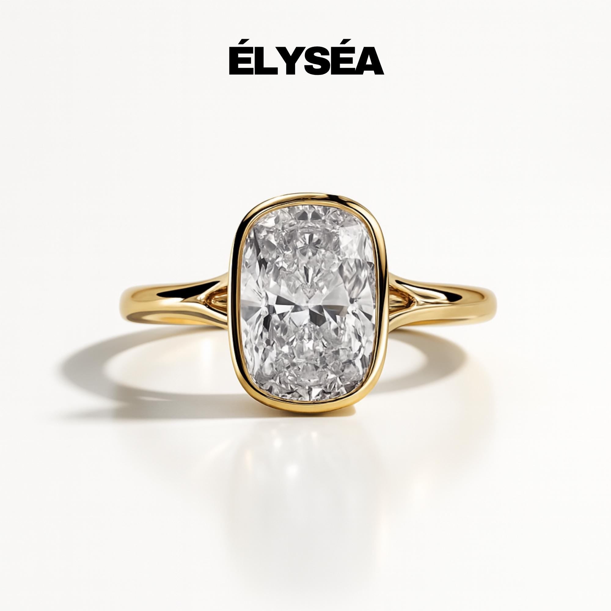 2 Carat Elongated Cushion Lab Created Diamond Bezel Set Engagement Ring