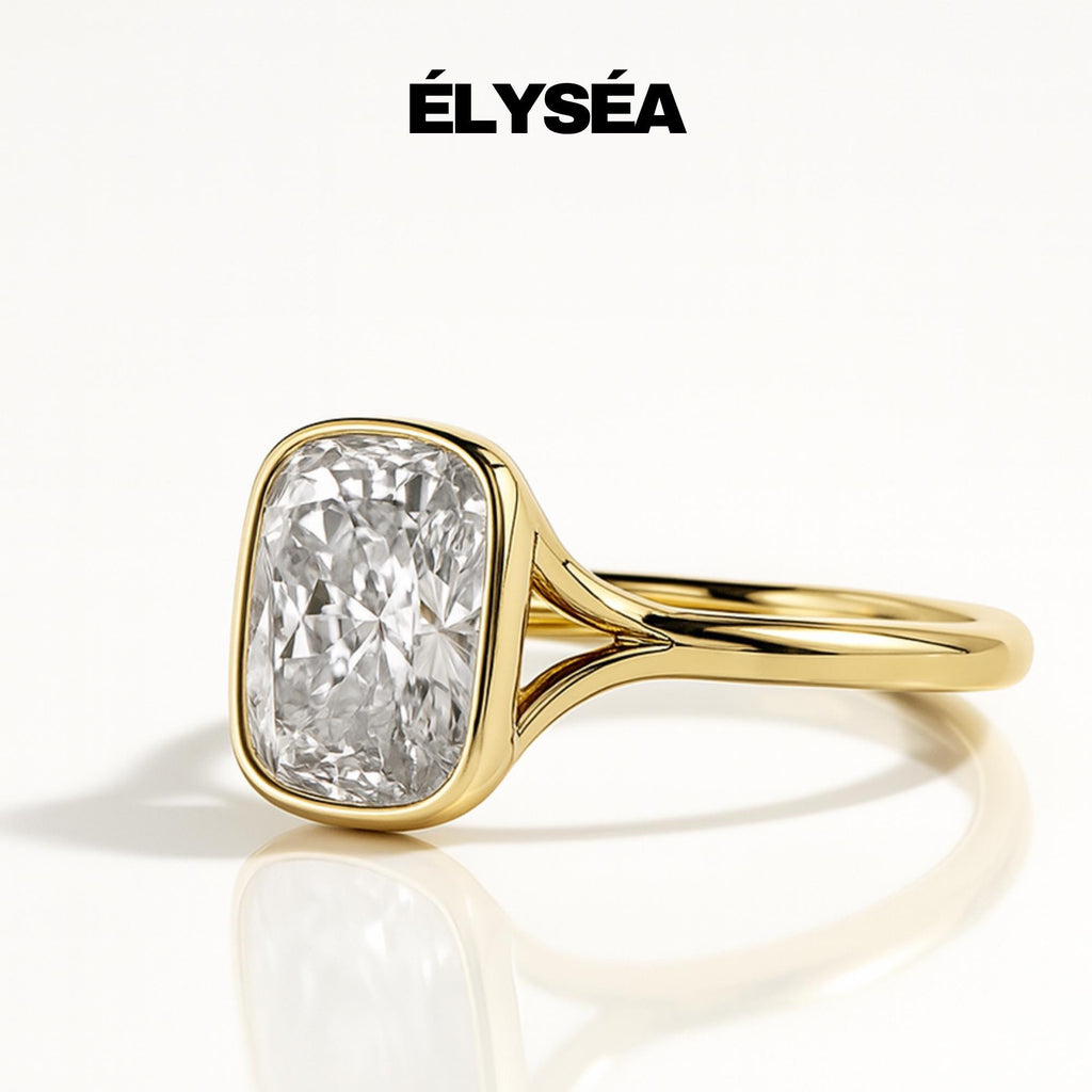 2 Carat Elongated Cushion Lab Created Diamond Bezel Set Engagement Ring