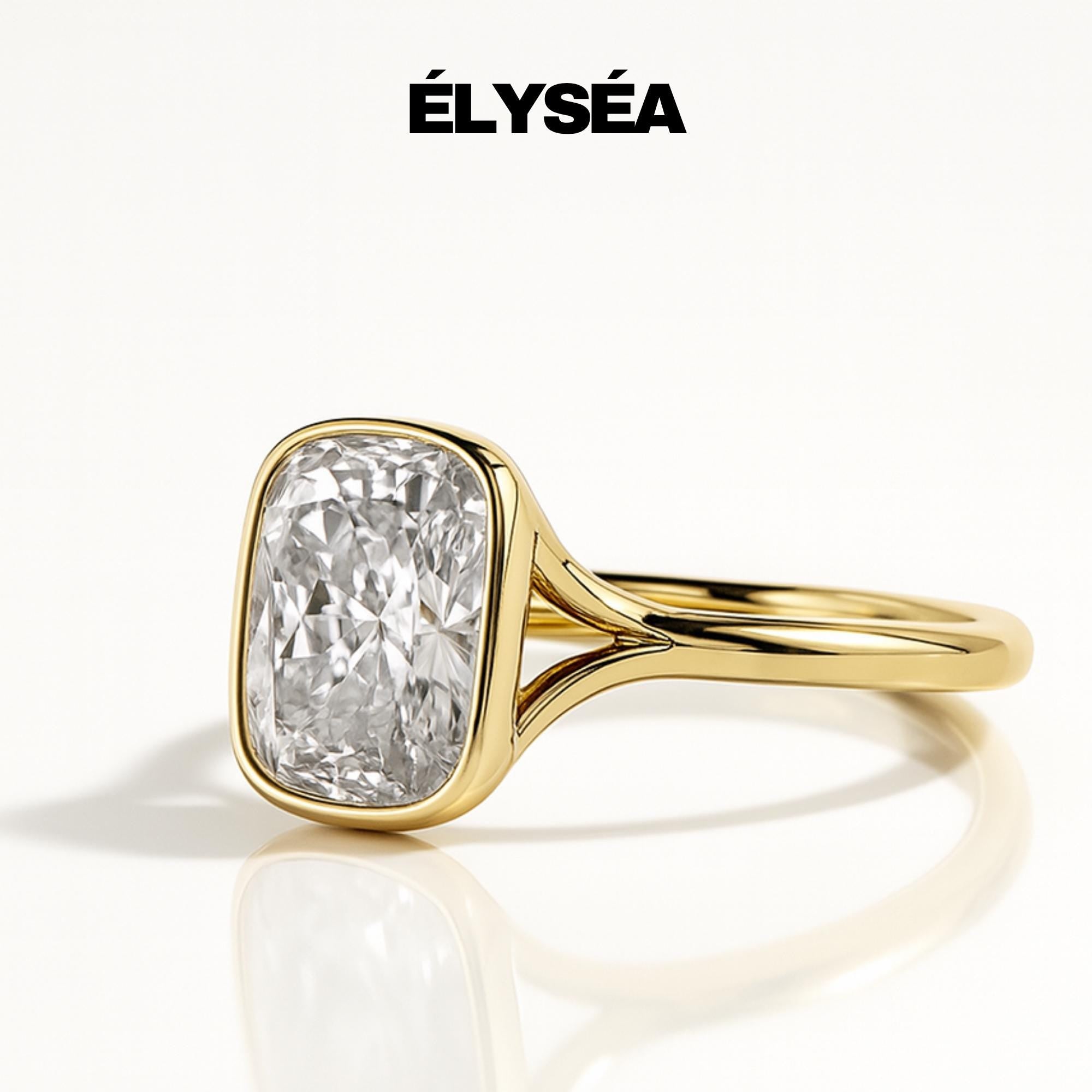2 Carat Elongated Cushion Lab Created Diamond Bezel Set Engagement Ring