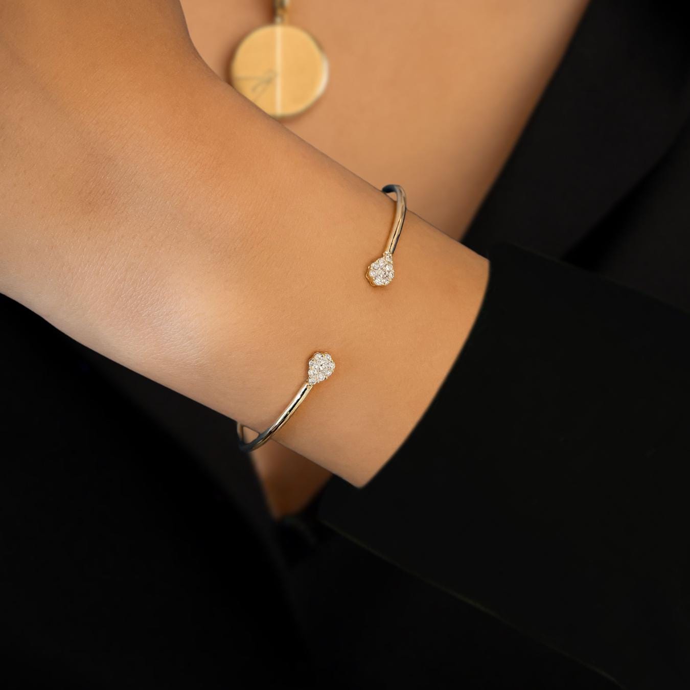 Unique Diamond Bangle Bracelet  Lab Grown Diamond 14K Gold Bracelet Bangle For Women