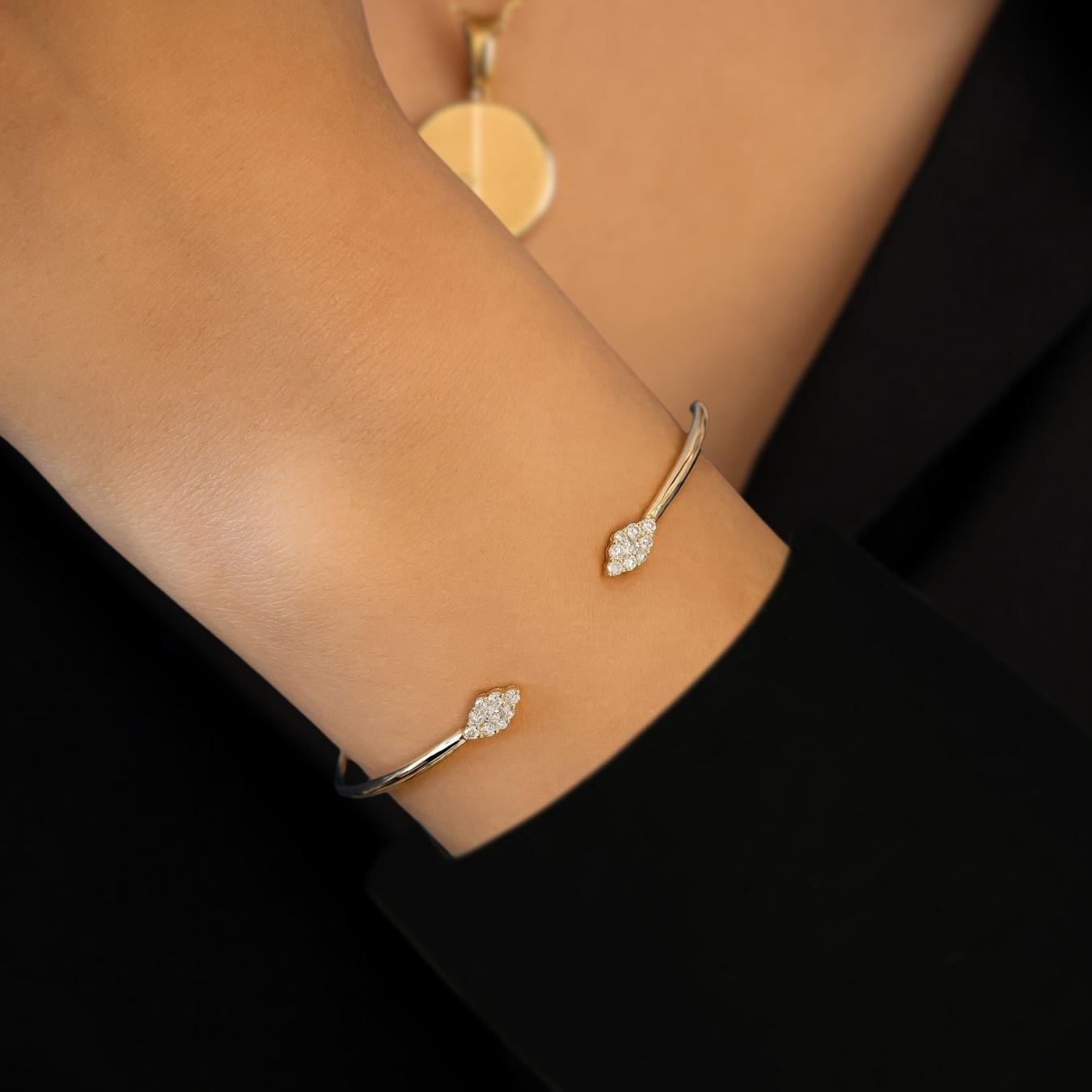 Unique Diamond Bangle Bracelet  Lab Grown Diamond 14K Gold Bracelet Bangle For Women