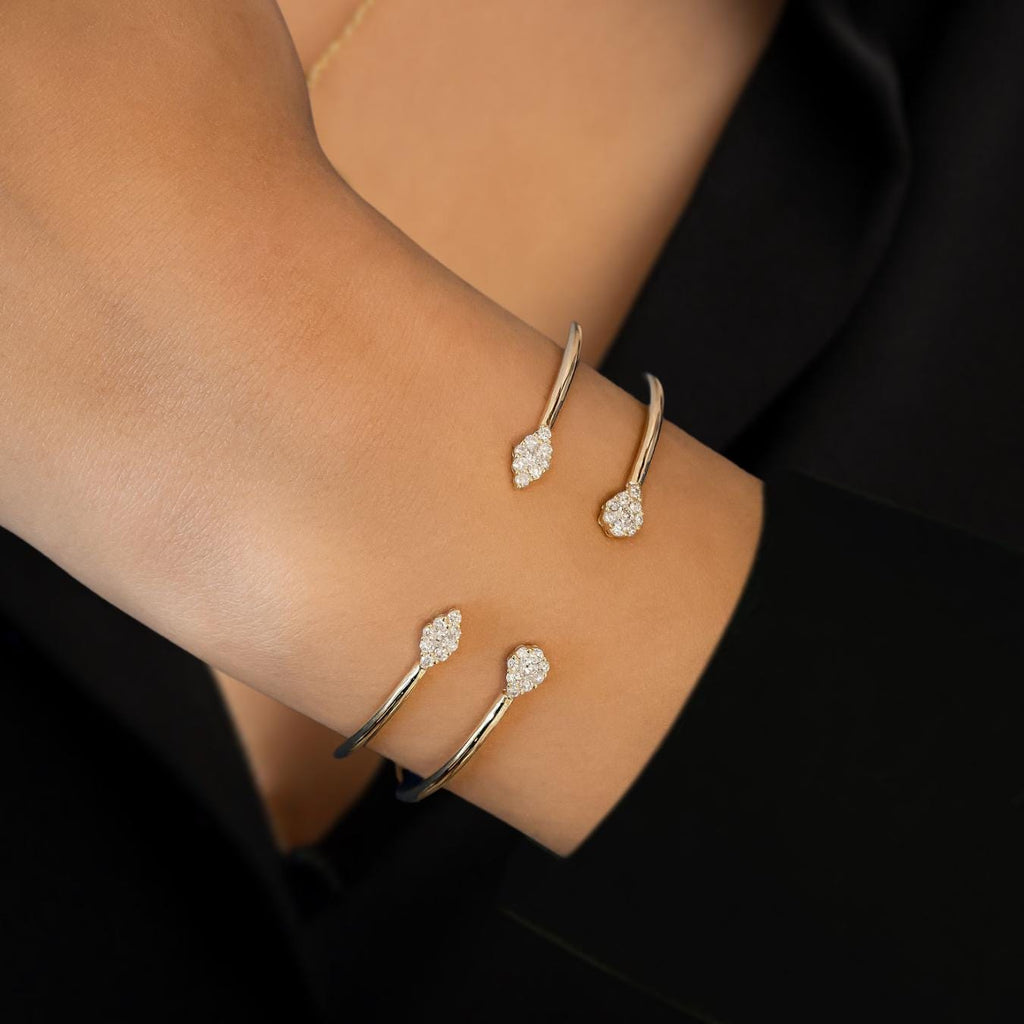 Unique Diamond Bangle Bracelet  Lab Grown Diamond 14K Gold Bracelet Bangle For Women