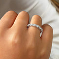 14K Gold Oval Cut Lab Diamond Half Eternity Wedding Band