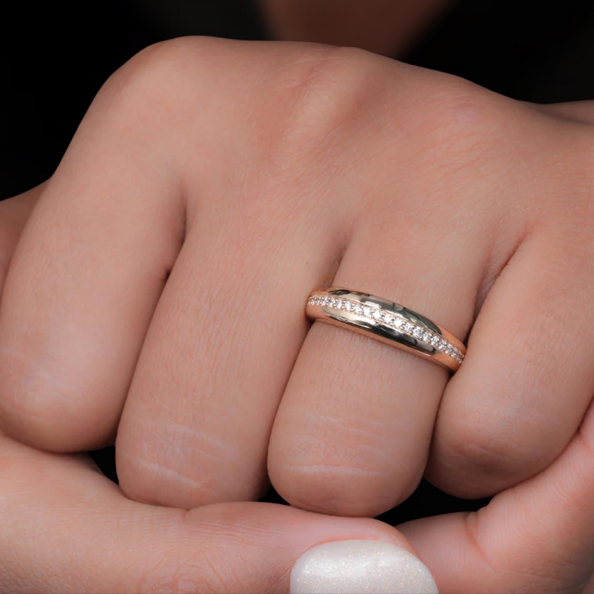 14K Solid Gold Chunky Signet Ring, Dome Women's Wedding Ring