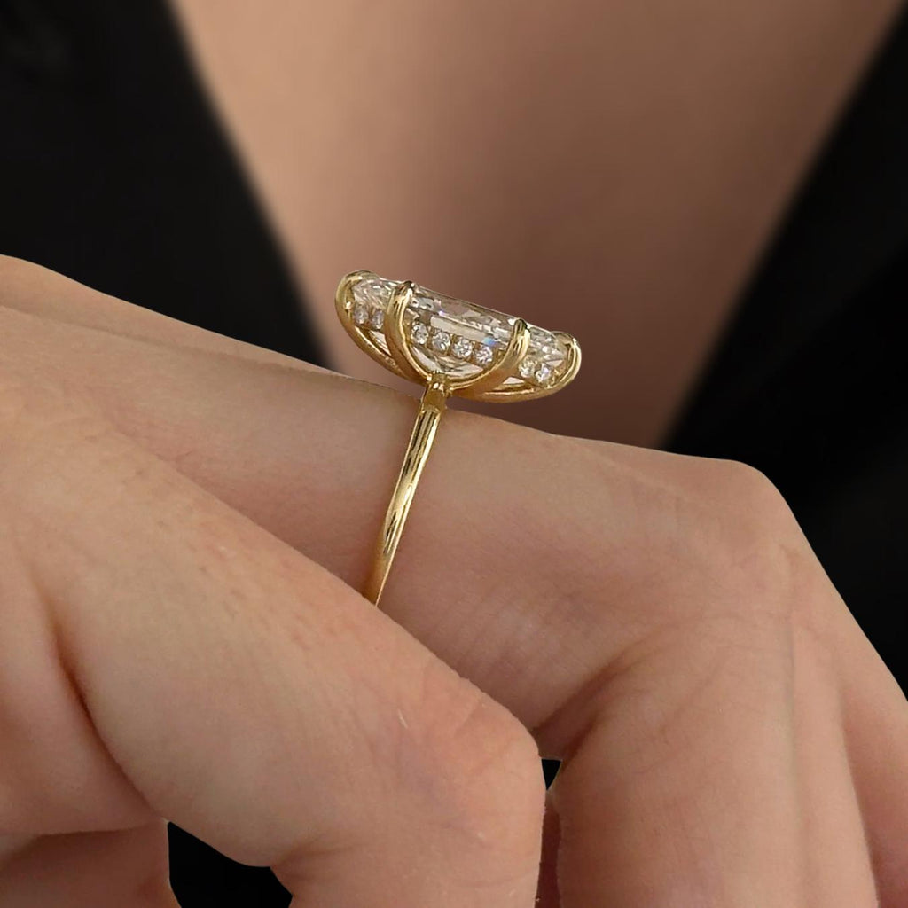 14K Gold Marquise Cut Ring with Lab Grown Diamond, Modern Solitaire Engagement Ring