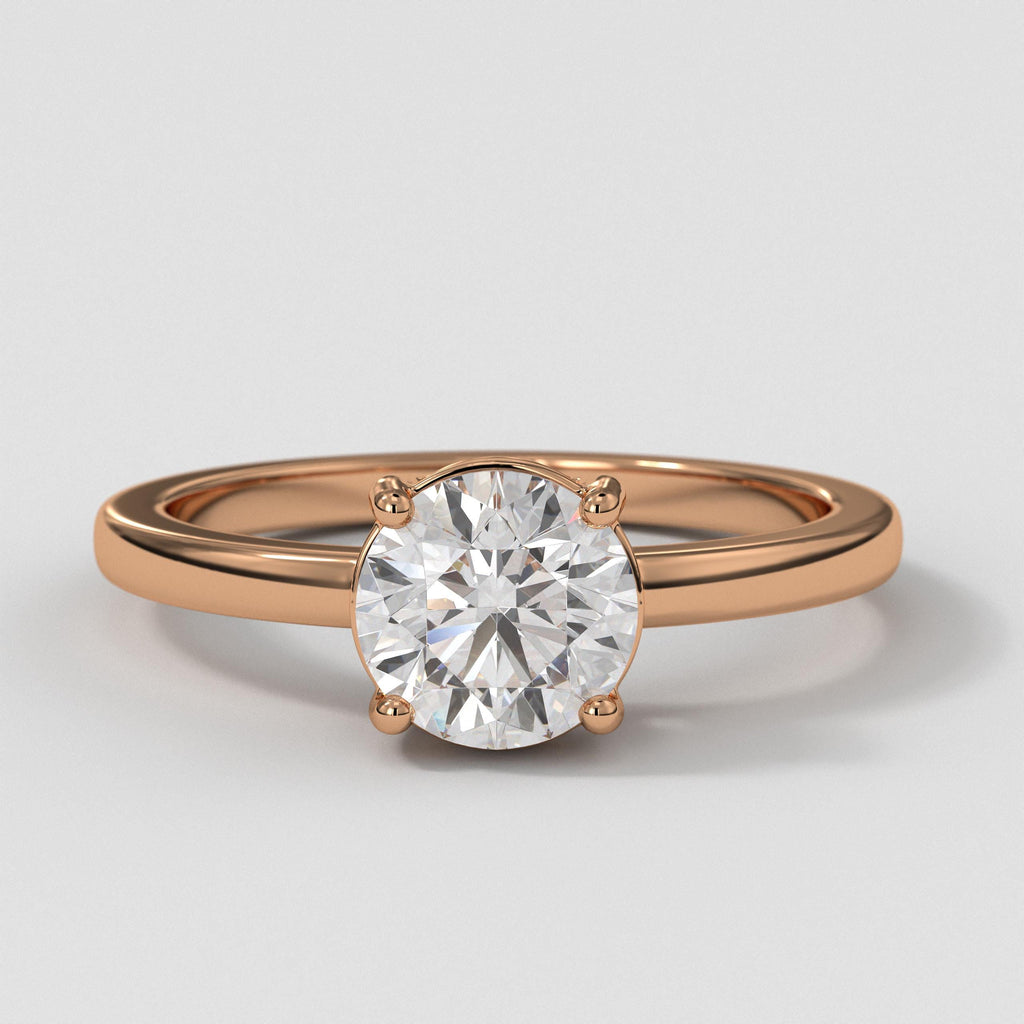 14K Gold Round Cut Lab Grown Diamond Solitaire Ring