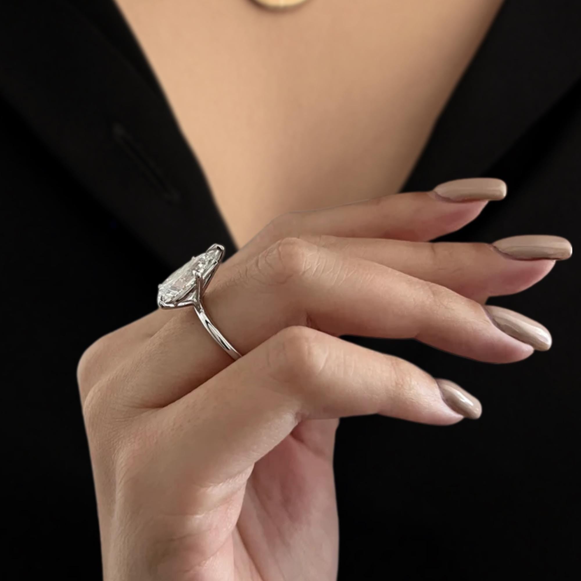 4 Carat Pear Cut Lab Grown Diamond Solitaire Engagement Ring / 14K Gold Wedding Ring