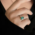 14K Gold Emerald Engagement Ring, May Birthstone Ring