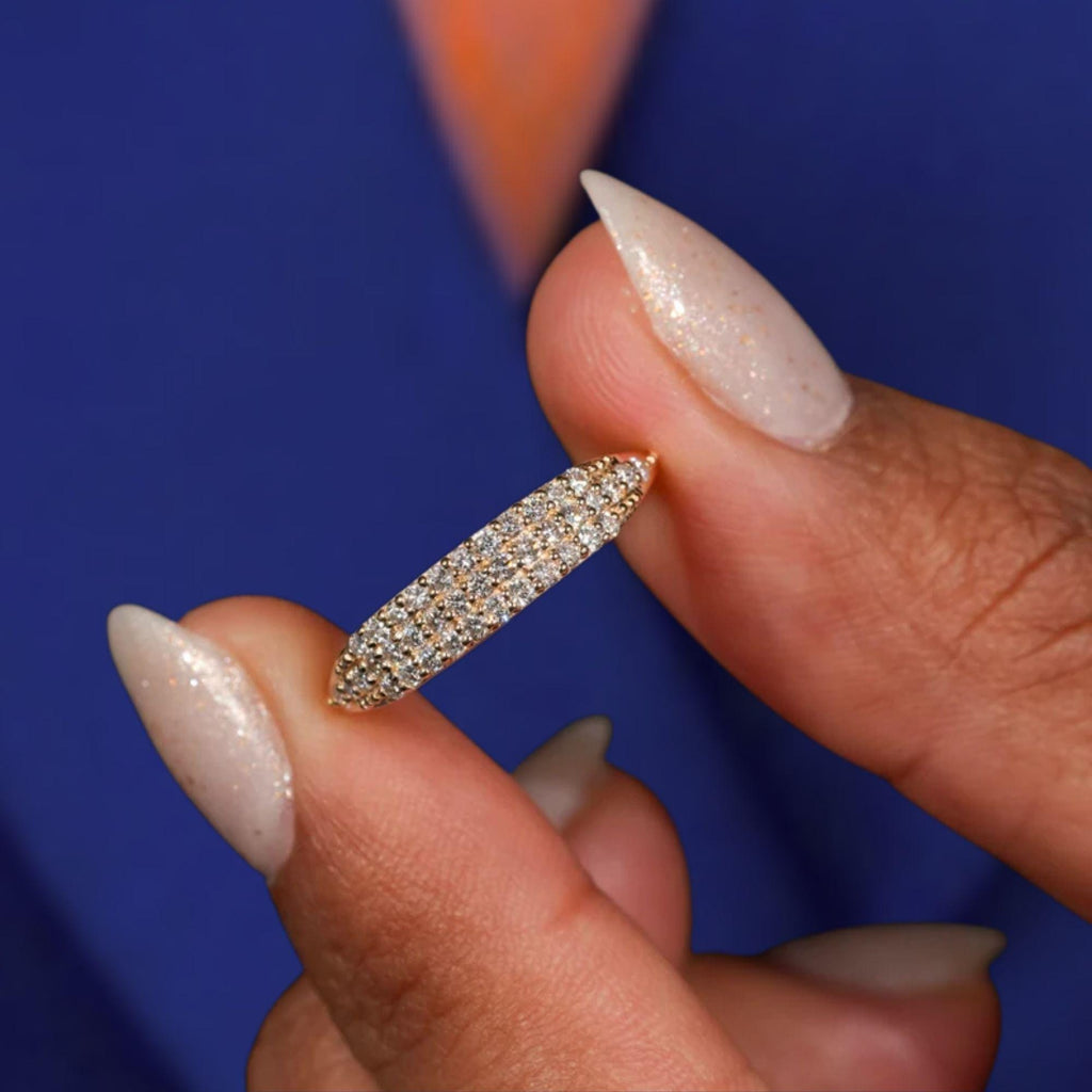 14K Solid Gold Lab Diamond Minimalist Pinky Ring, Signet Rings for Women