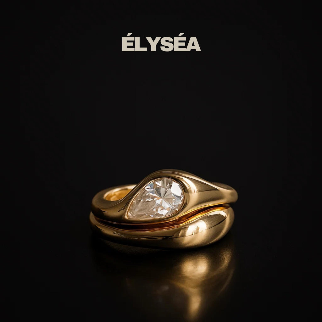 14K Gold Bezel Setting Pear Shaped Lab Grown Diamond Engagement Ring