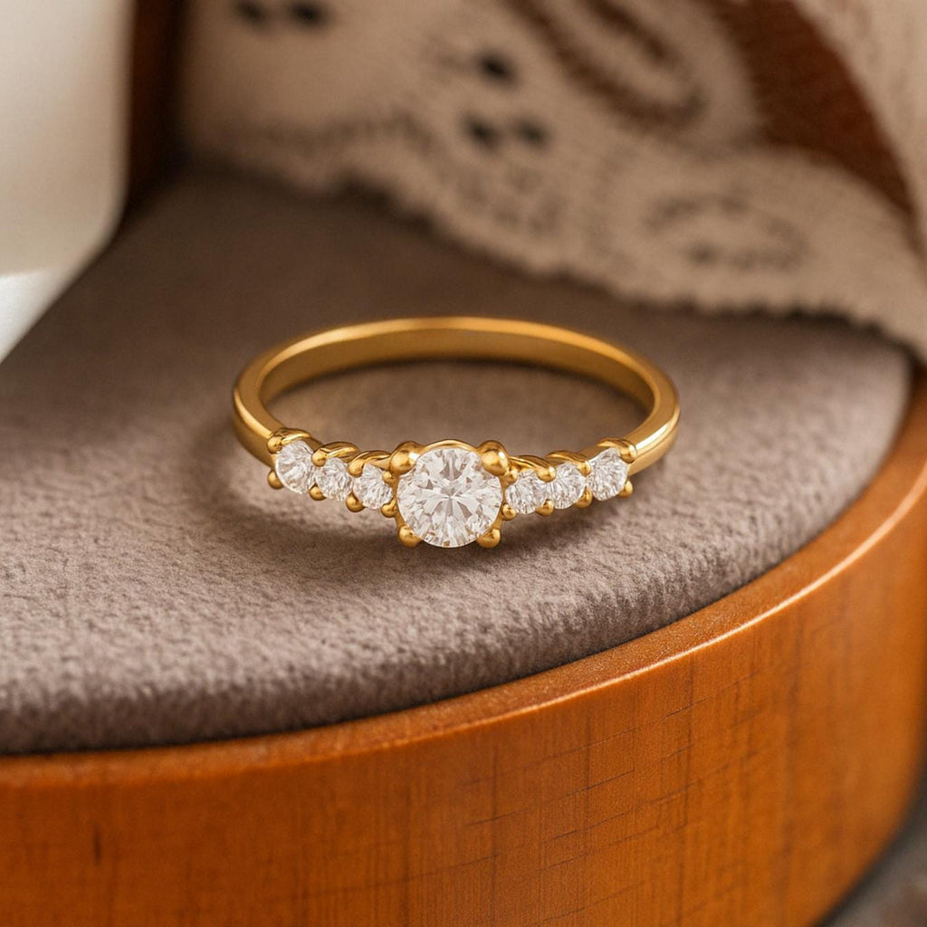 Round Lab Grown Diamond 14K Yellow Gold Engagement Ring | Wedding Ring for Her