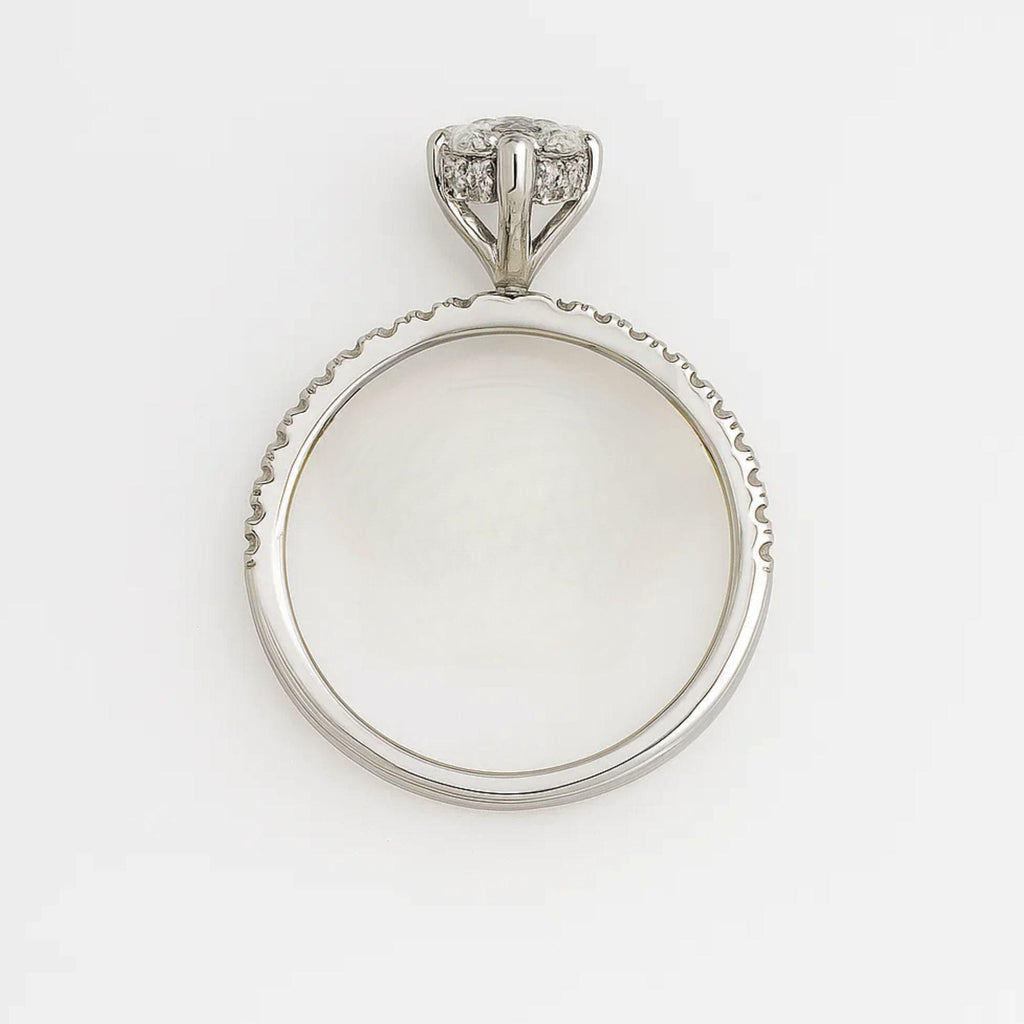 1.25 carat Marquise Cut Lab Grown Diamond Solitaire Hidden Halo Engagement Ring 14K White Gold Ring