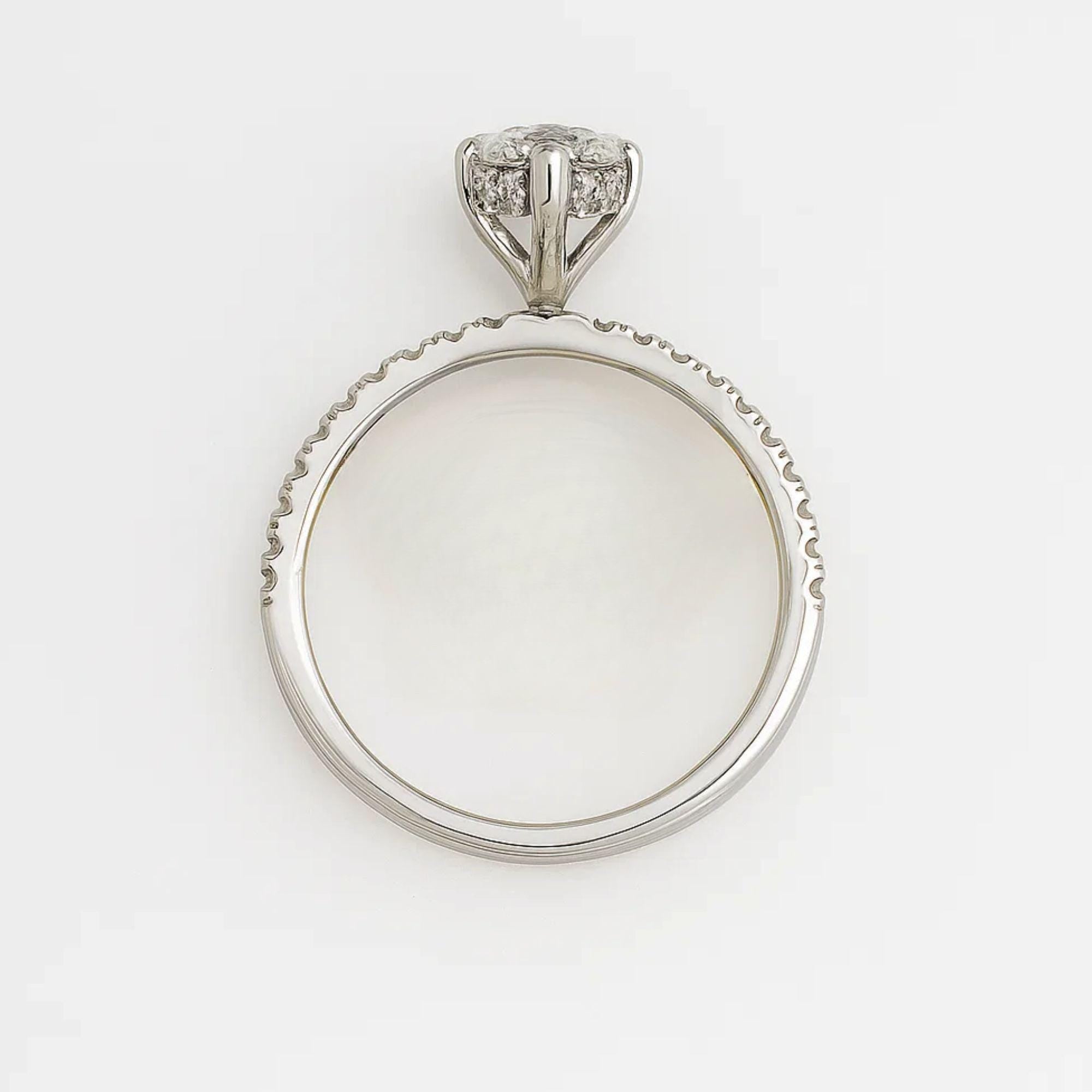 1.25 carat Marquise Cut Lab Grown Diamond Solitaire Hidden Halo Engagement Ring 14K White Gold Ring