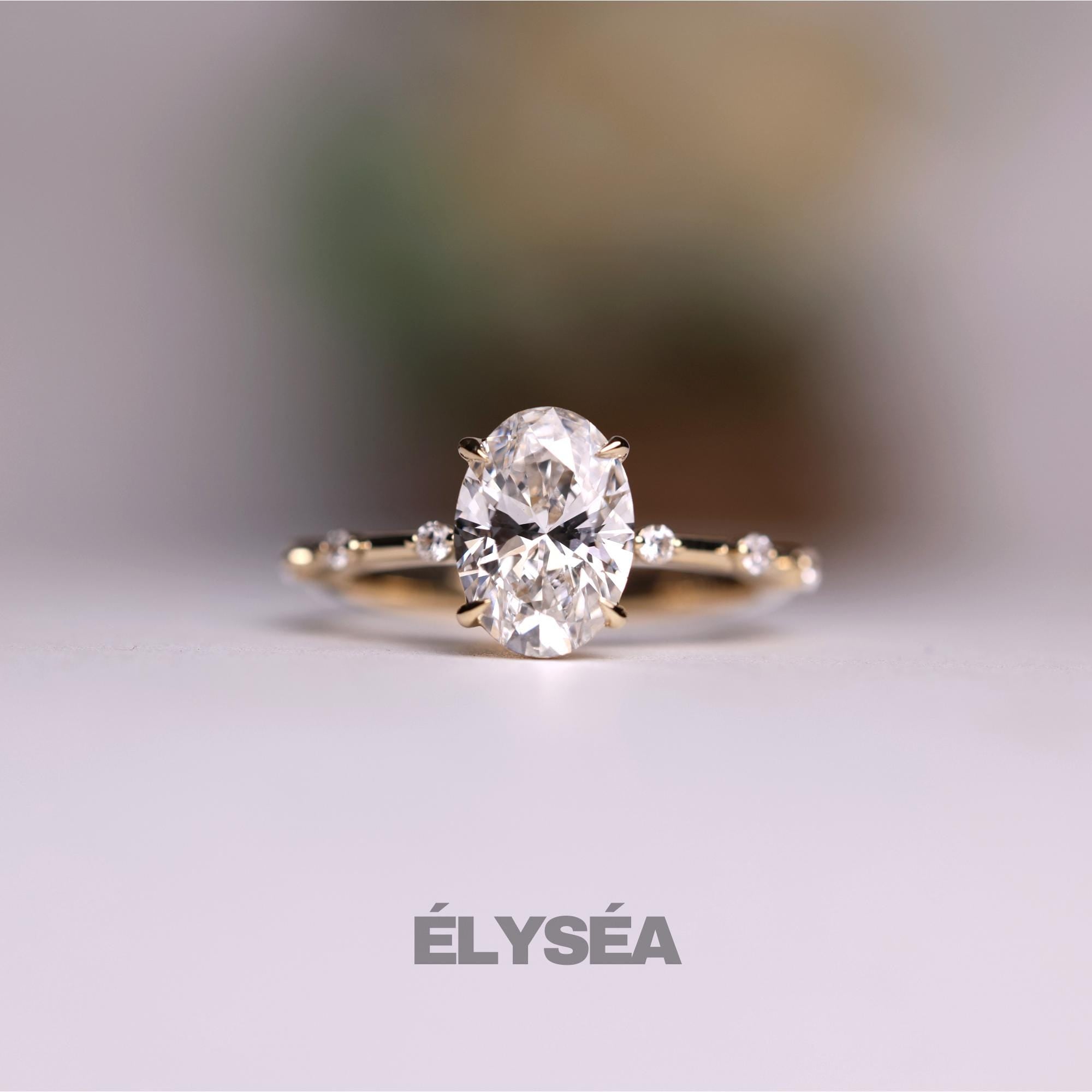 2 Carat Oval Lab Grown F VS1 Thin Engagement Diamond Ring / 14K Gold Oval Diamond Ring