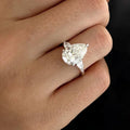 14K Gold Pear Shaped Lab Grown Diamond Three Stone Wedding Ring