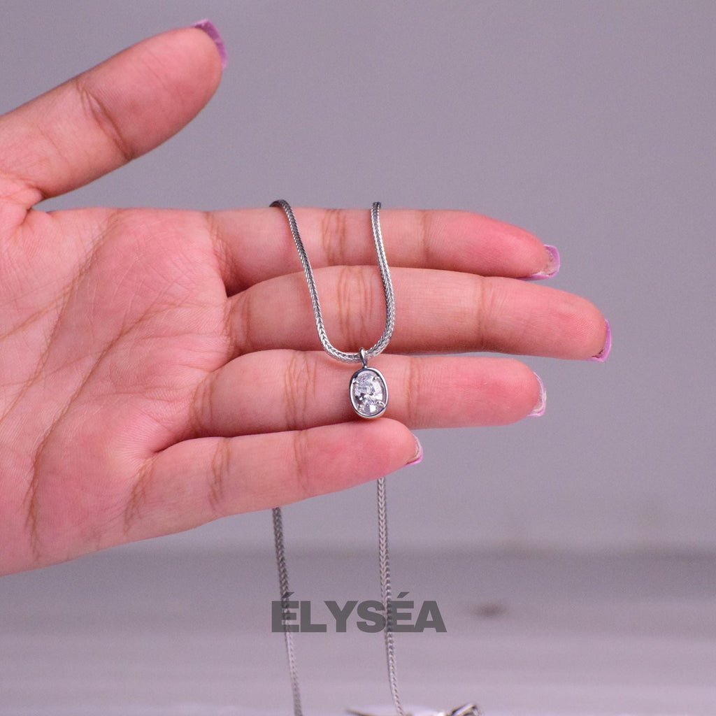 Oval Cut Lab Grown Diamond Solitaire Pendant, Eco Friendly Diamond Bezel With Claw Prong Set Necklace, 14K Solid Gold Pendant Necklace