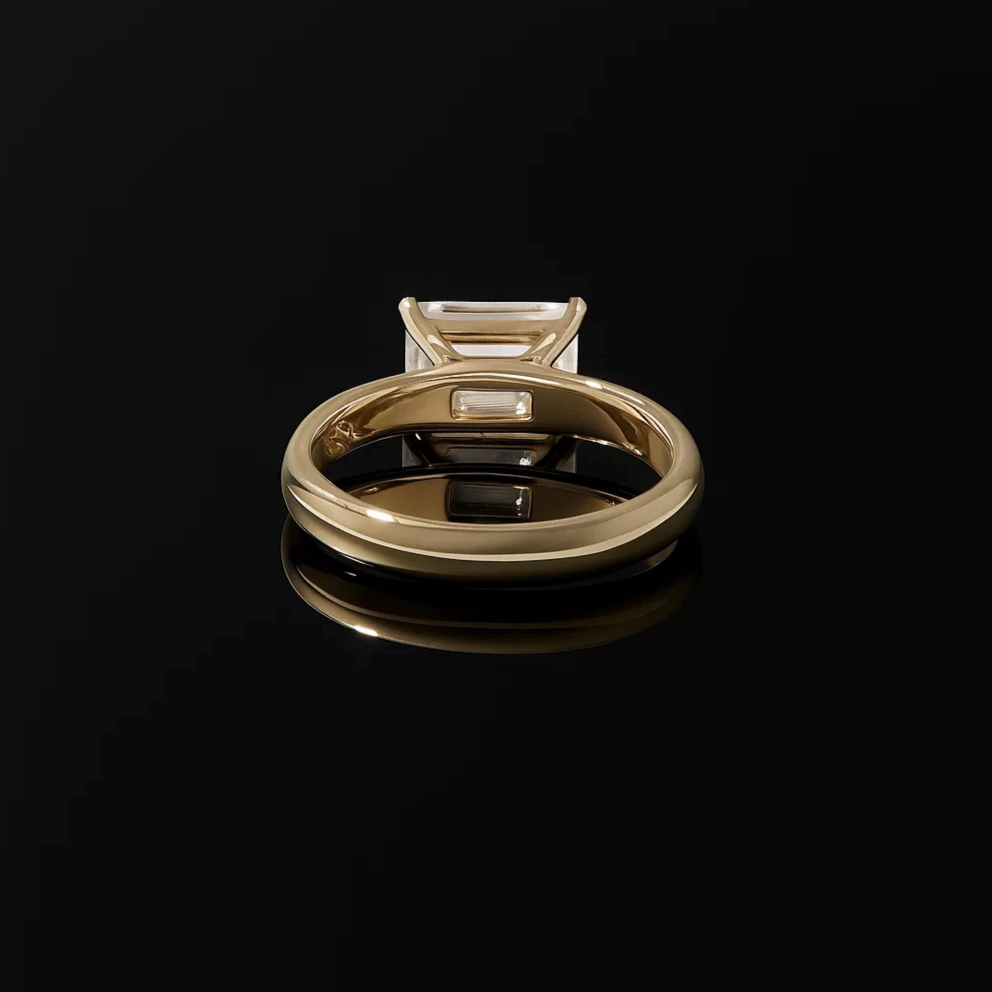 14K Gold Emerald Cut Lab Grown Diamond Engagement Ring -  IGI Certified