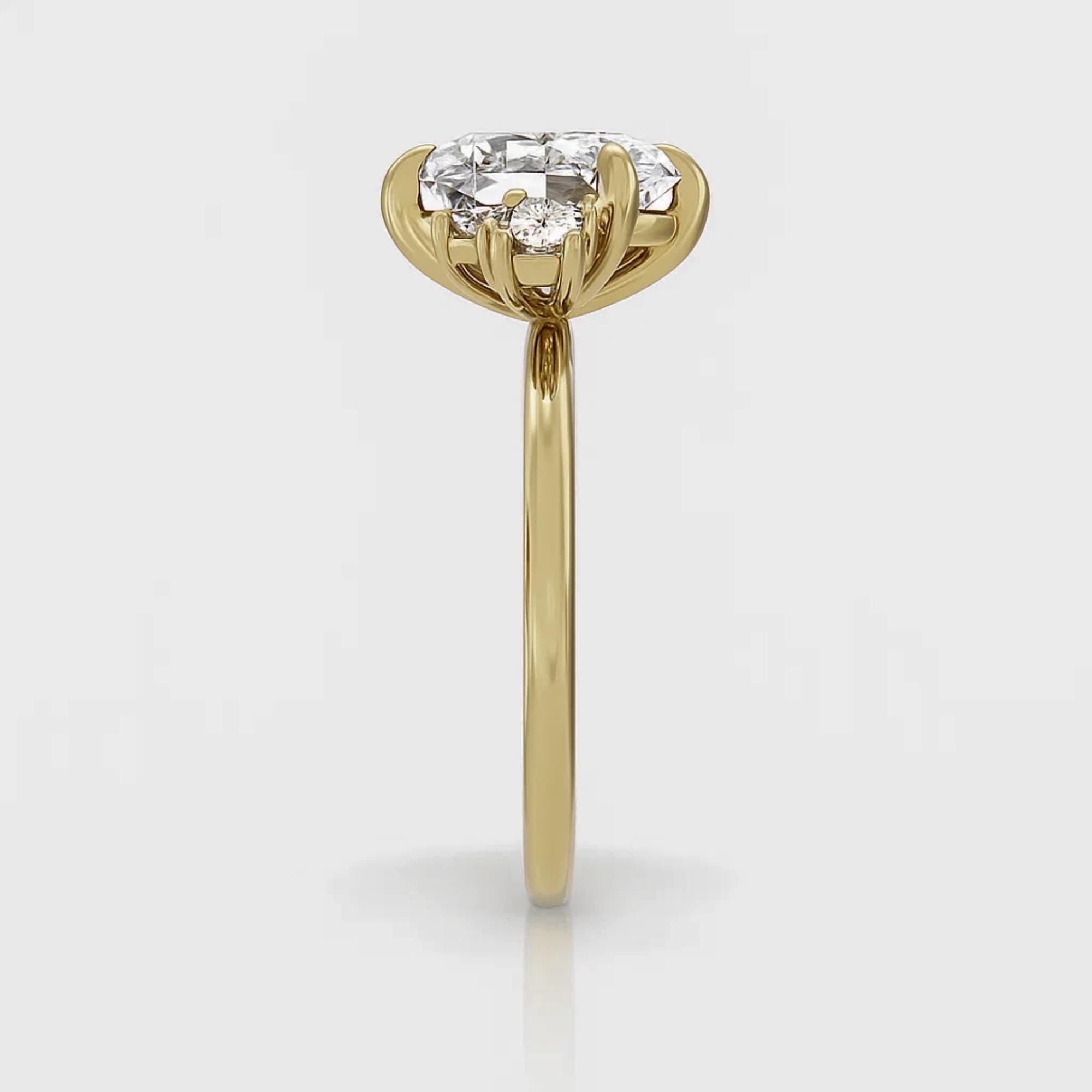 1.50 ctw 14k Gold Oval Shape Lab Grown Diamond Engagement Ring, Minimalist Wedding Ring