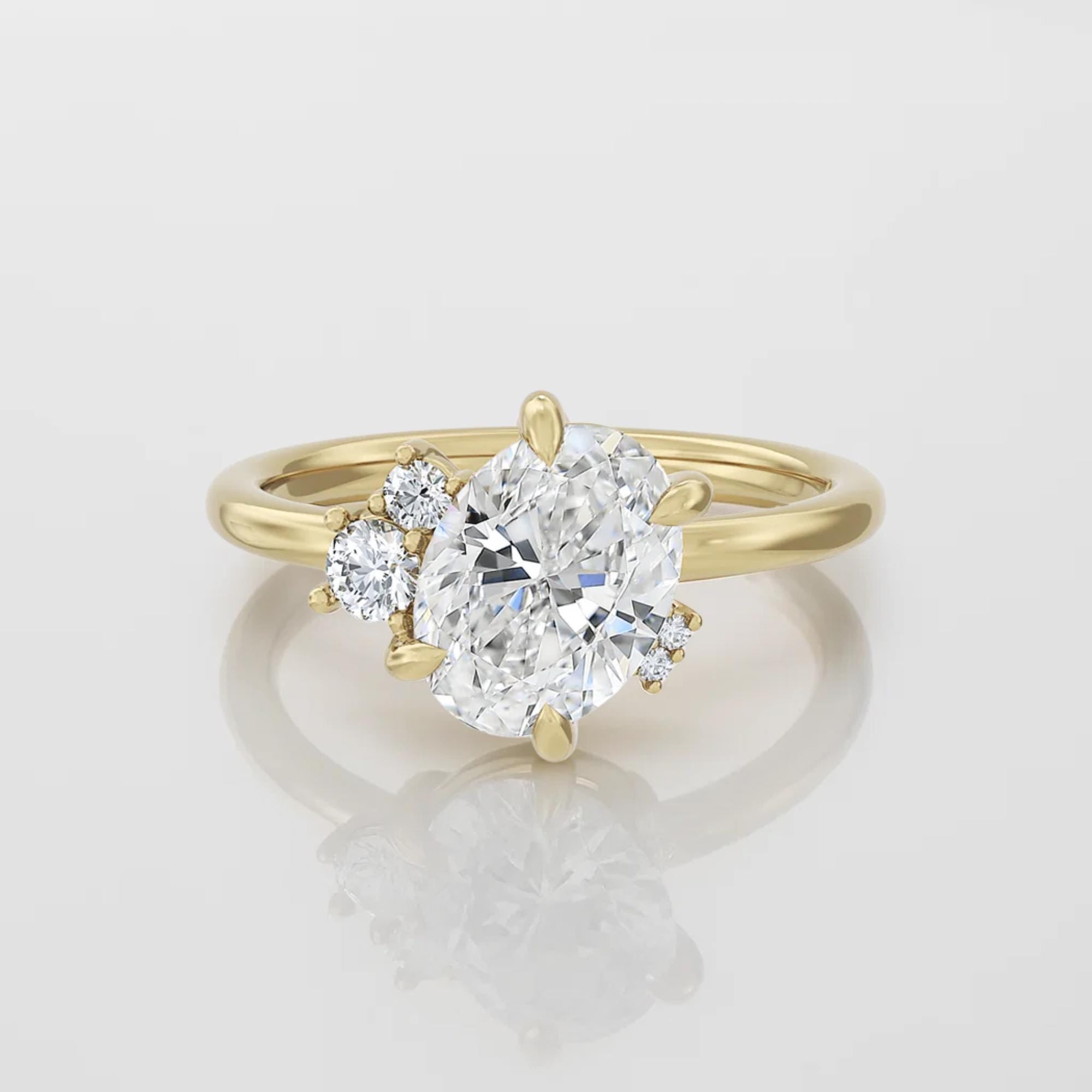 1.50 ctw 14k Gold Oval Shape Lab Grown Diamond Engagement Ring, Minimalist Wedding Ring