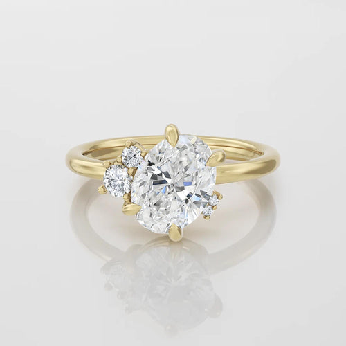 1.50 ctw 14k Gold Oval Shape Lab Grown Diamond Engagement Ring, Minimalist Wedding Ring