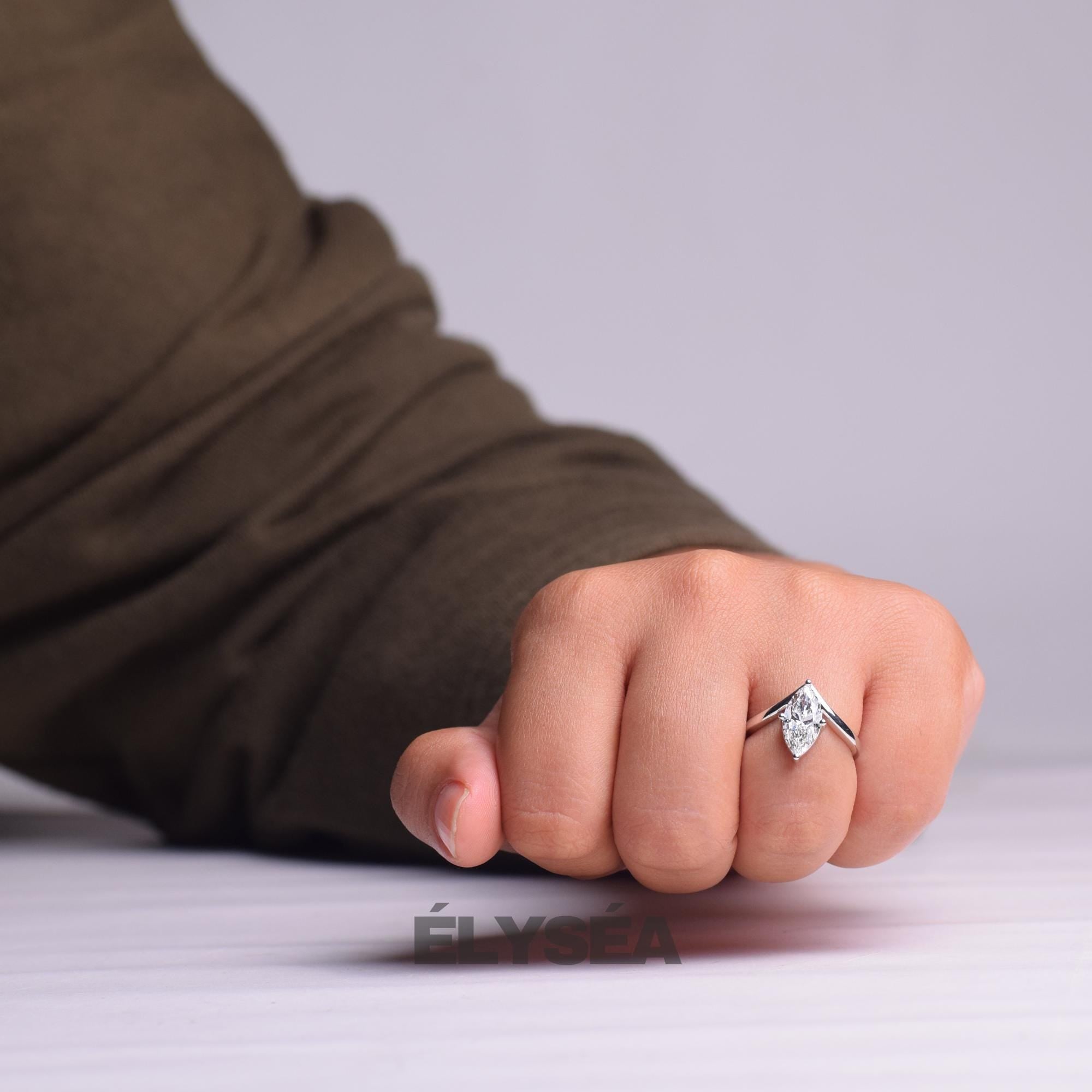 Marquise Cut Lab Grown Diamond Solitaire Ring, 1 CT to 2 CT Marquise Diamond Engagement Ring
